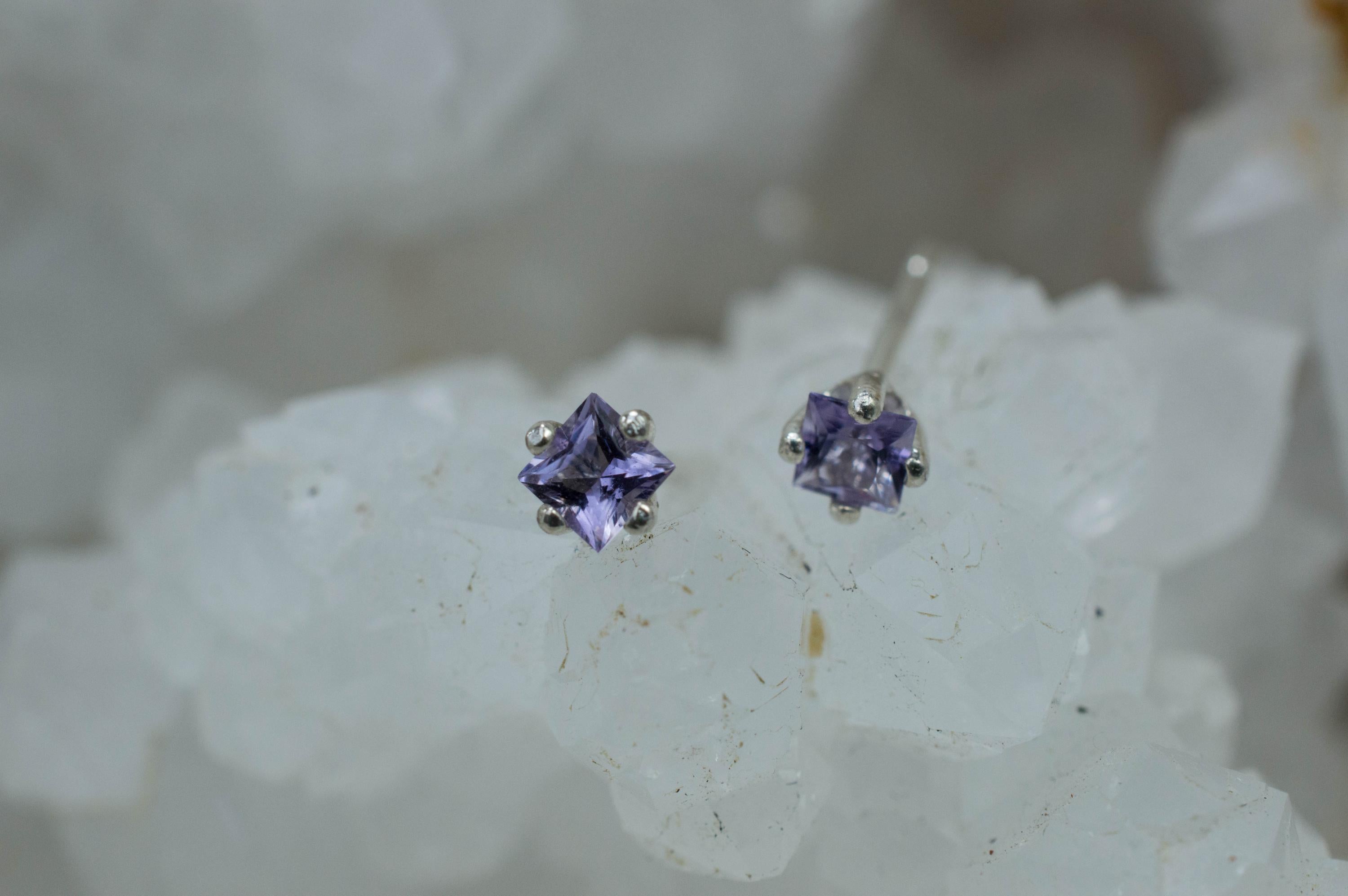 Scapolite Earrings, Natural Untreated Tanzania Purple Scapolite; 0.230cts - Mark Oliver Gems