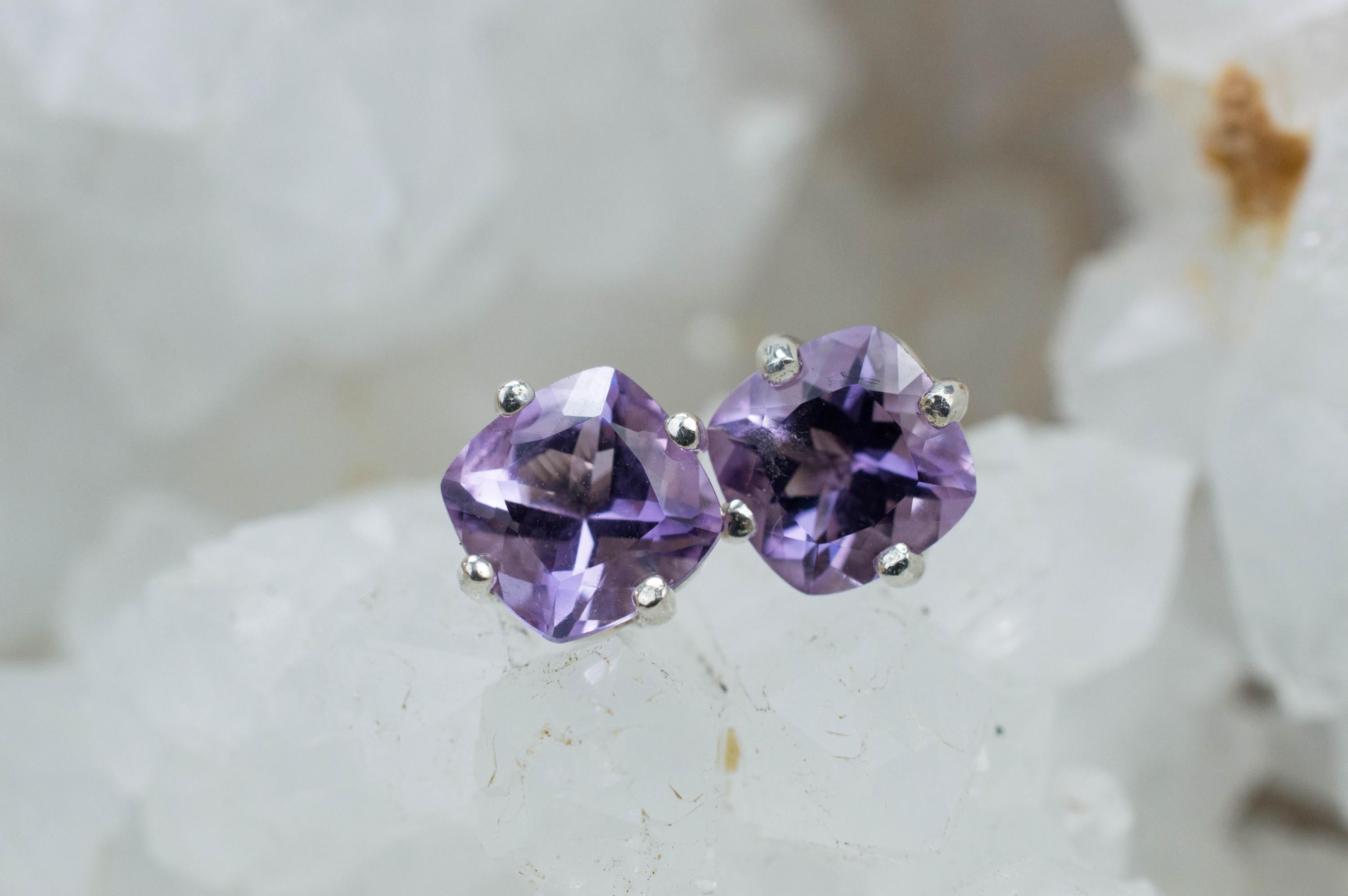 Amethyst Earrings, Natural Untreated Brazilian Amethyst; 2.585cts - Mark Oliver Gems