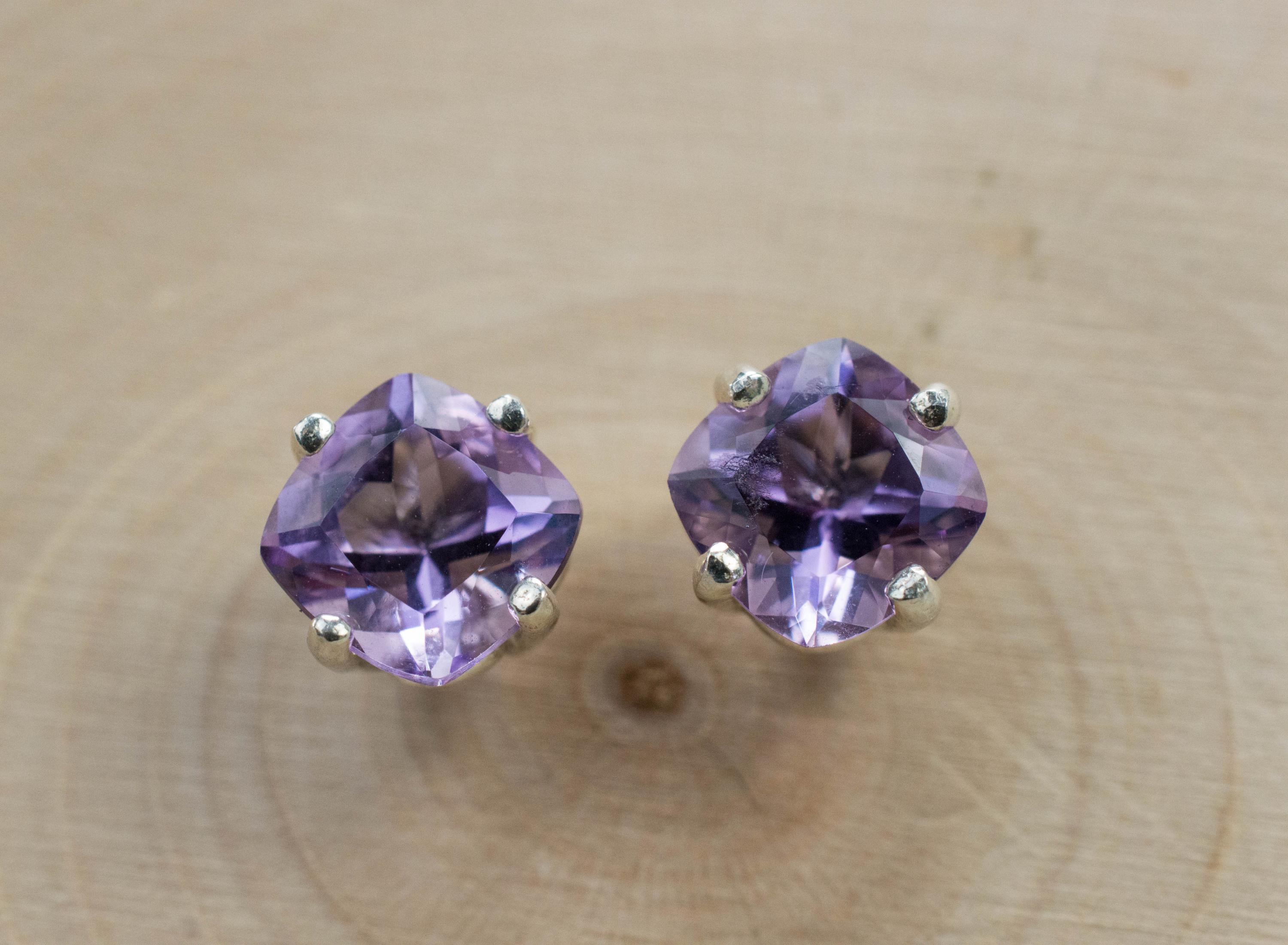 Amethyst Earrings, Natural Untreated Brazilian Amethyst; 2.585cts - Mark Oliver Gems