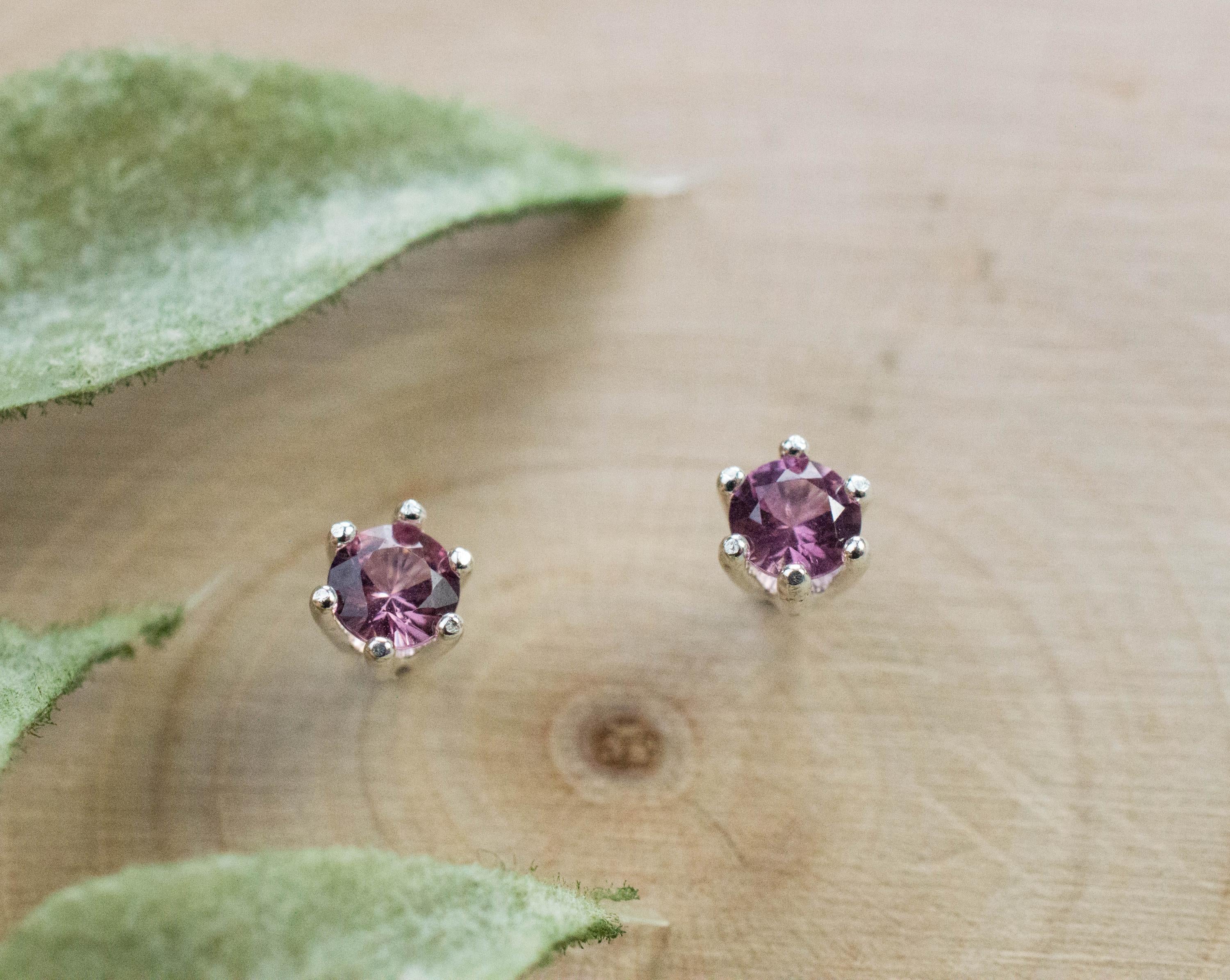 Rhodolite Garnet Earrings, Genuine Untreated Tanzanian Garnet; 0.265cts - Mark Oliver Gems