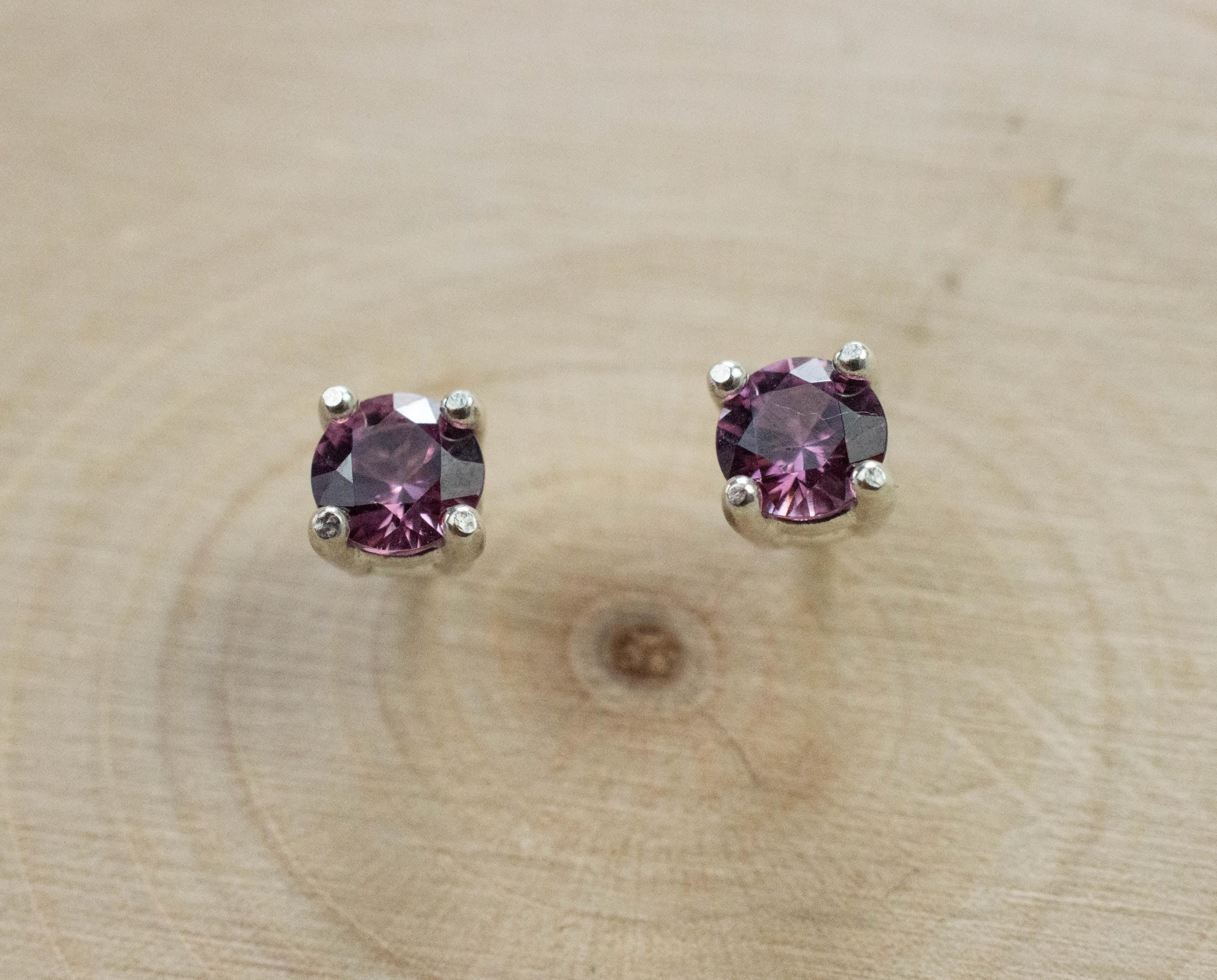 Rhodolite Garnet Earrings, Genuine Untreated Tanzanian Garnet; 0.550cts - Mark Oliver Gems