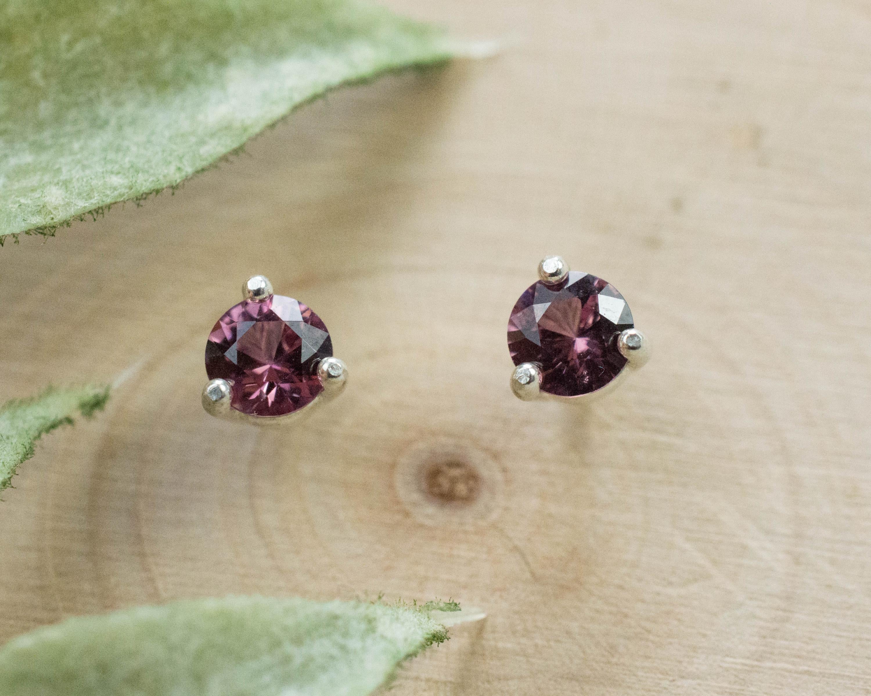 Rhodolite Garnet Earrings, Genuine Untreated Tanzanian Garnet; 0.565cts - Mark Oliver Gems