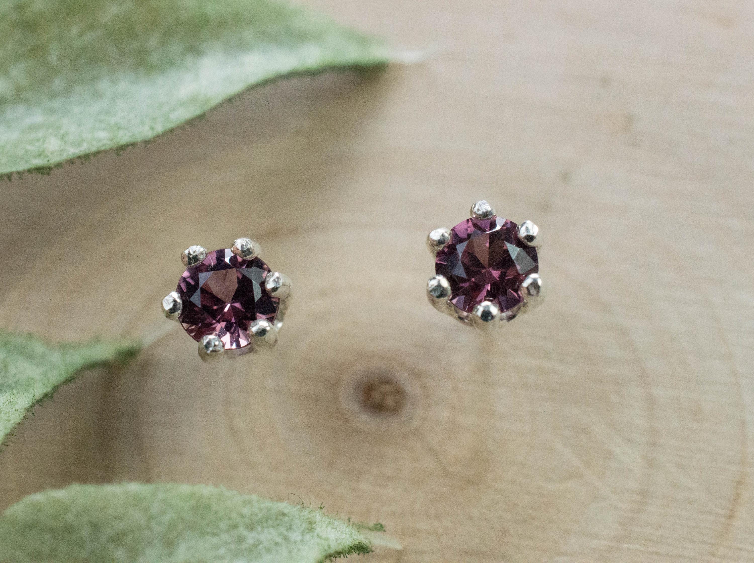 Rhodolite Garnet Earrings, Genuine Untreated Tanzanian Garnet; 0.610cts - Mark Oliver Gems