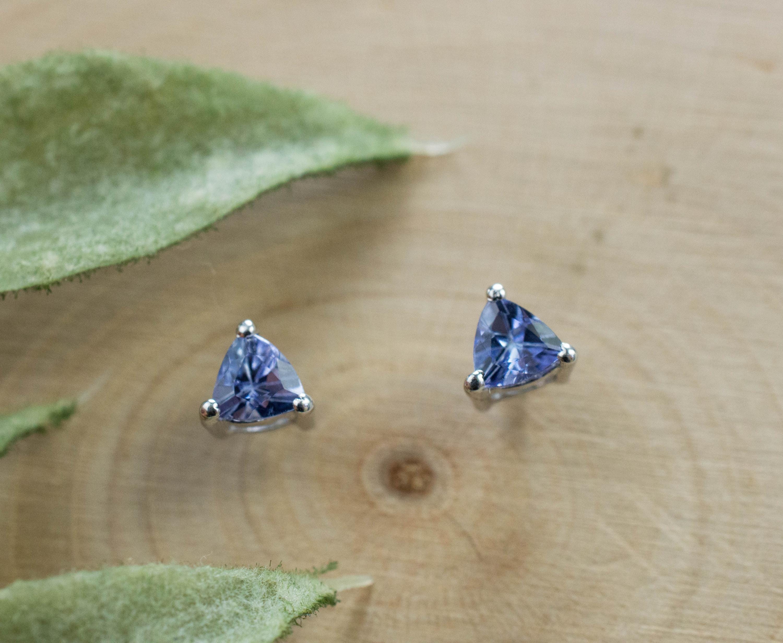 Tanzanite Earrings; Natural Tanzania Tanzanite; 0.365cts - Mark Oliver Gems