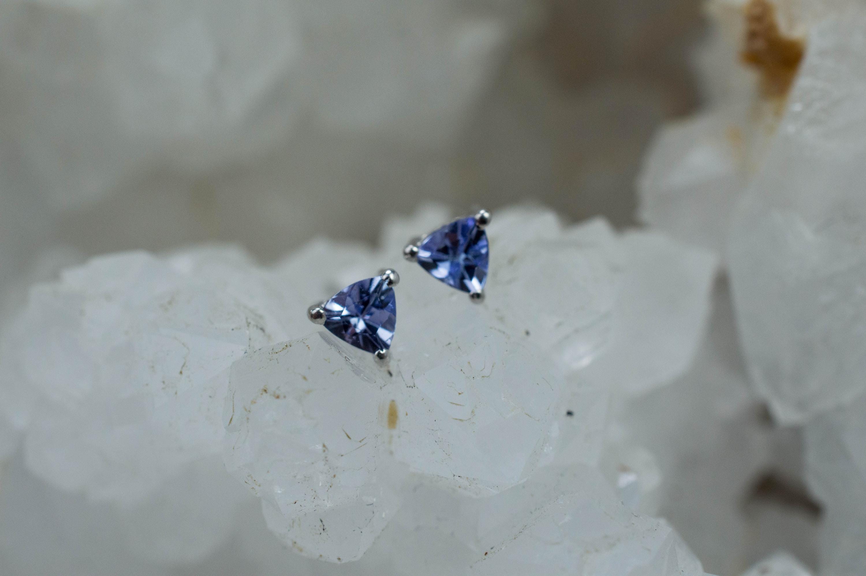 Tanzanite Earrings; Natural Tanzania Tanzanite; 0.365cts - Mark Oliver Gems