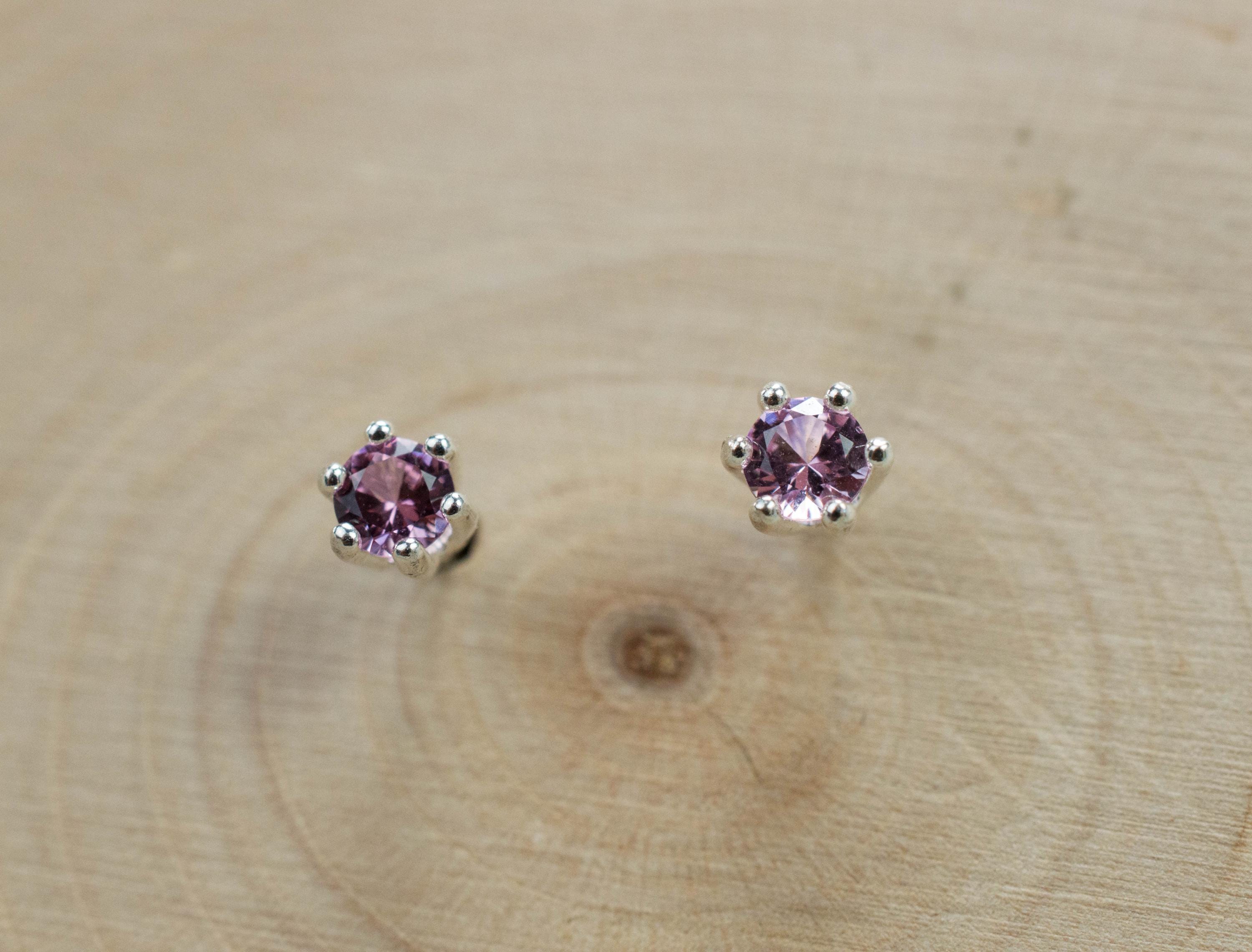 Pink Spinel Earrings; Natural Untreated Vietnam Spinel; 0.220cts - Mark Oliver Gems