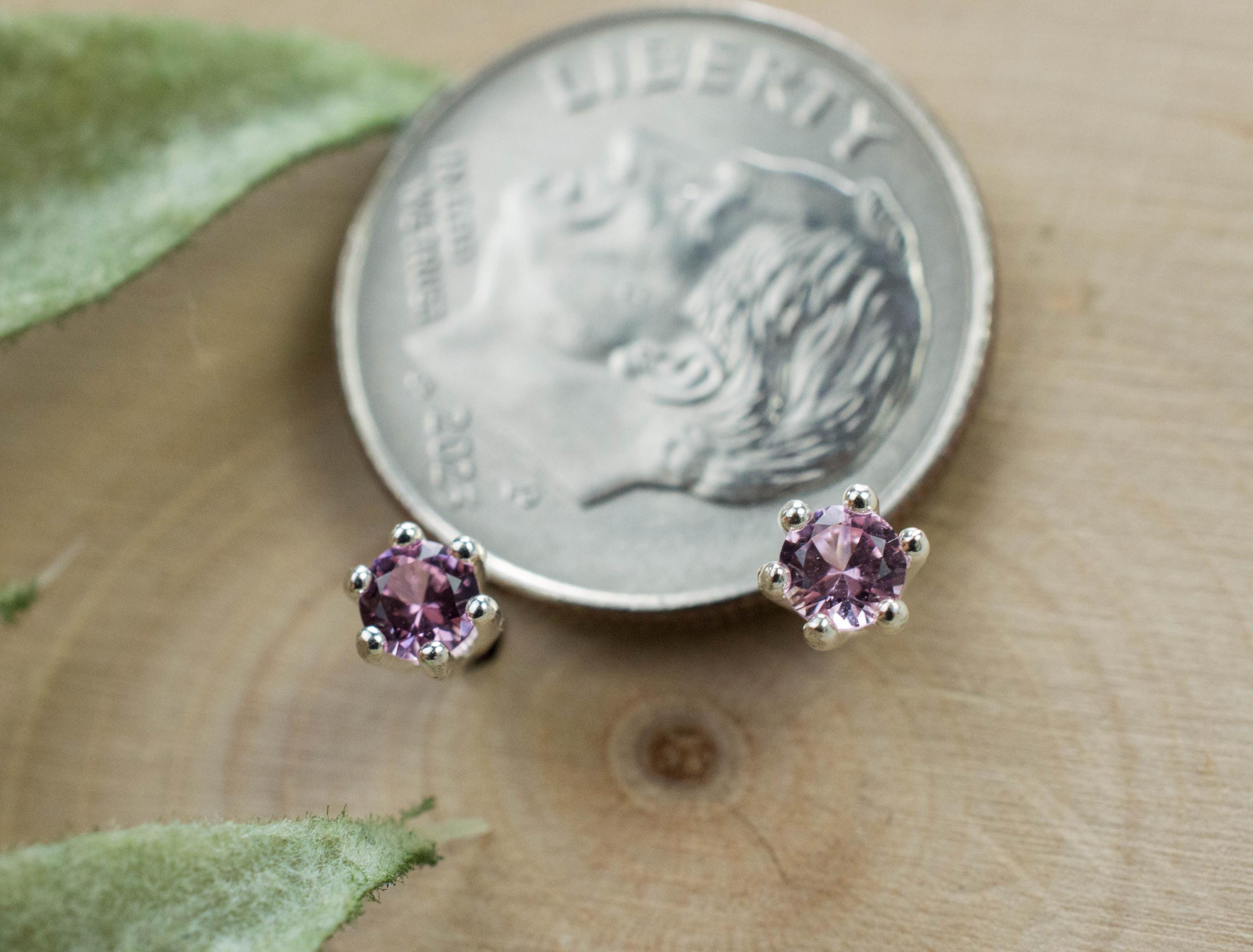 Pink Spinel Earrings; Natural Untreated Vietnam Spinel; 0.220cts - Mark Oliver Gems