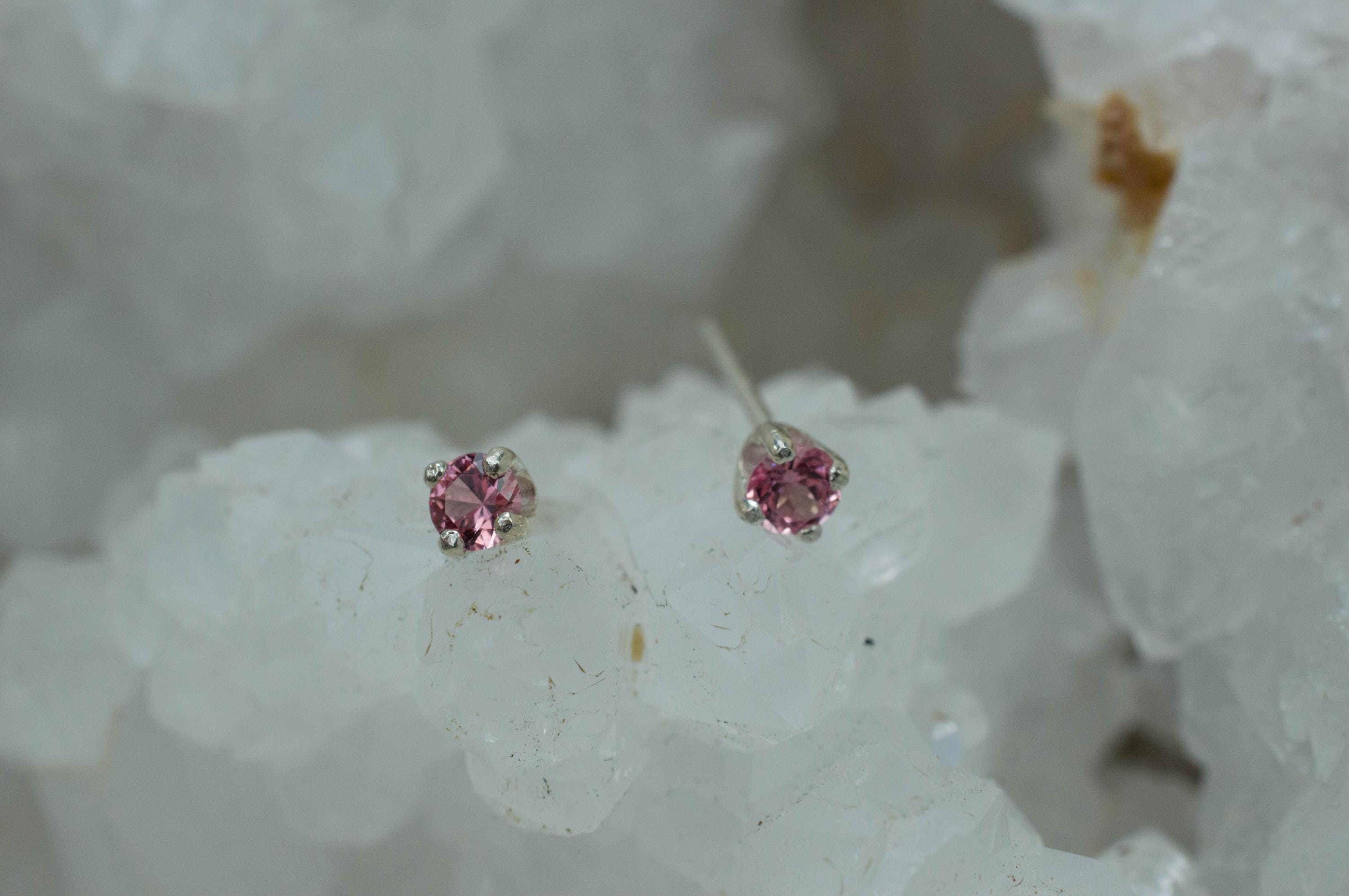 Pink Spinel Earrings; Natural Untreated Vietnam Spinel; 0.290cts - Mark Oliver Gems