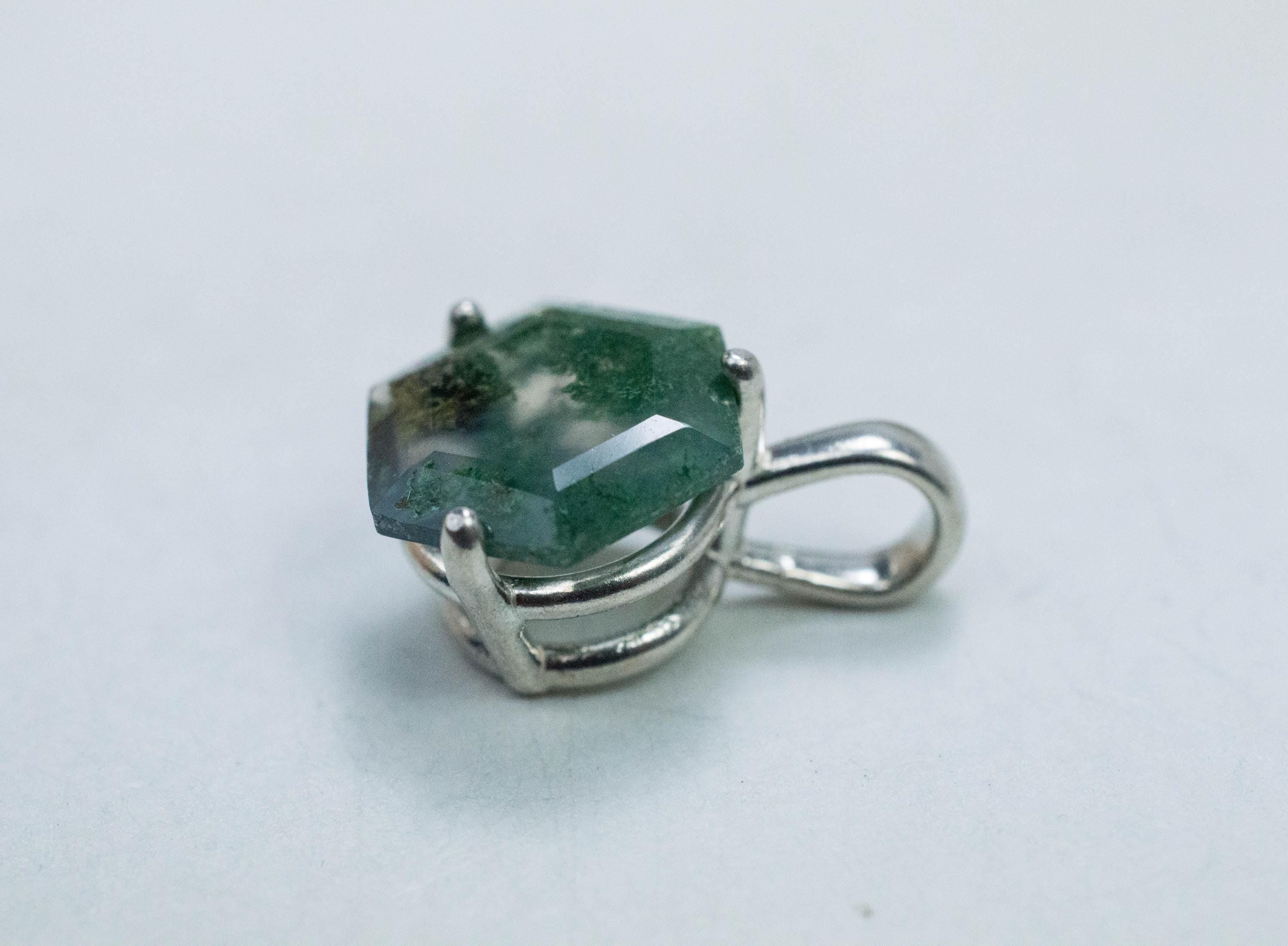 Green Moss Agate Pendant, Natural Untreated India Moss Agate; 2.685cts - Mark Oliver Gems