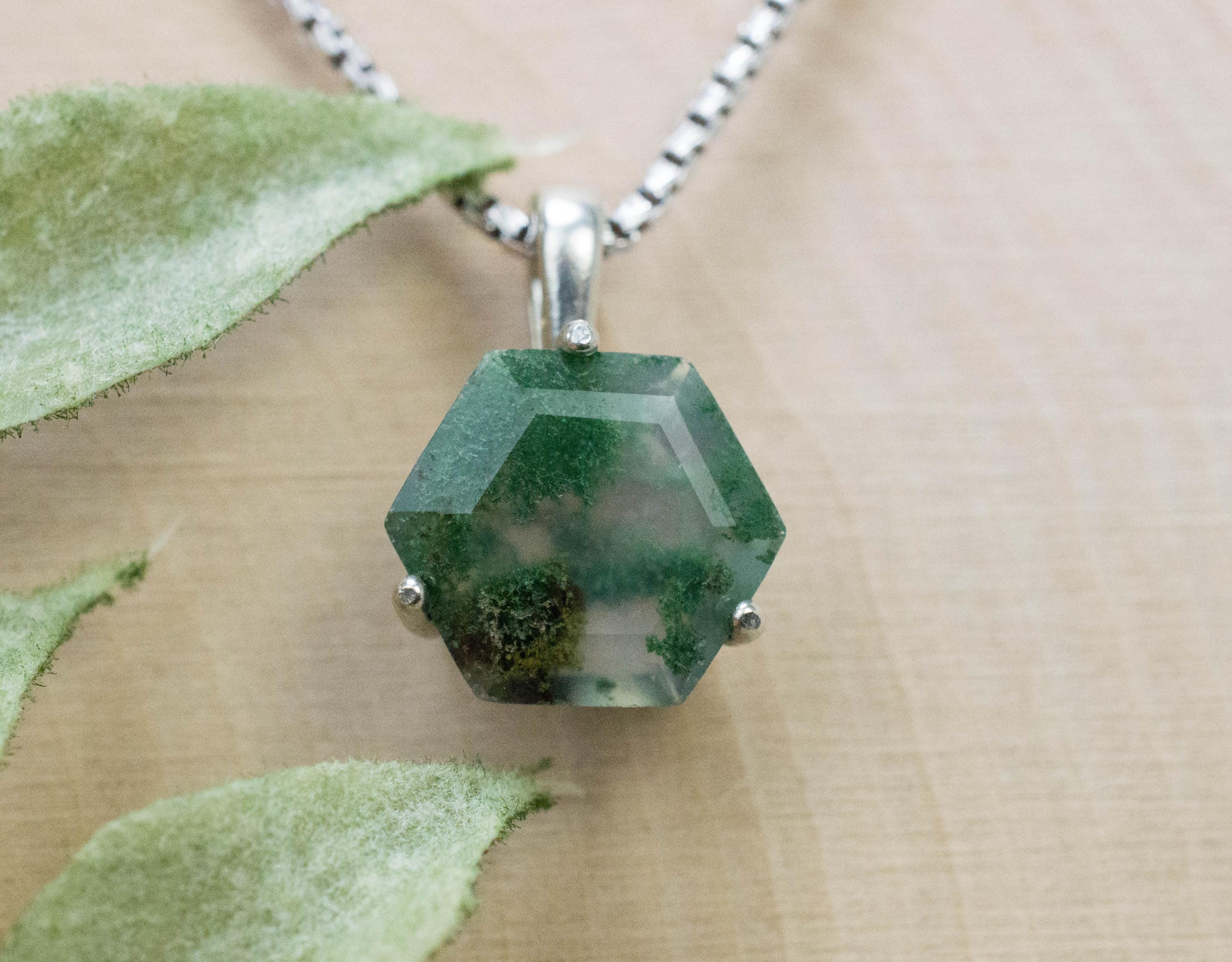 Green Moss Agate Pendant, Natural Untreated India Moss Agate; 2.685cts - Mark Oliver Gems