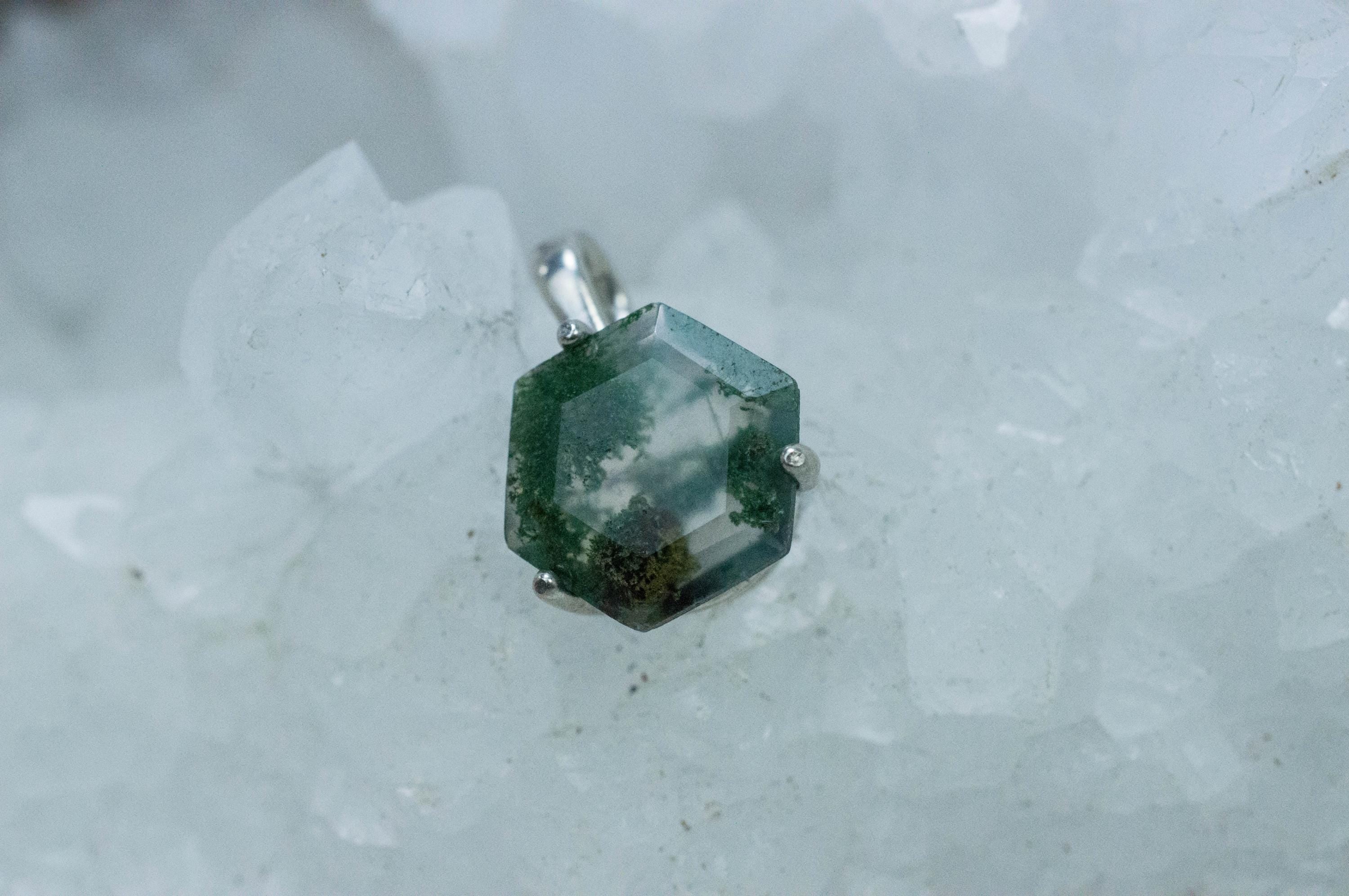 Green Moss Agate Pendant, Natural Untreated India Moss Agate; 2.685cts - Mark Oliver Gems