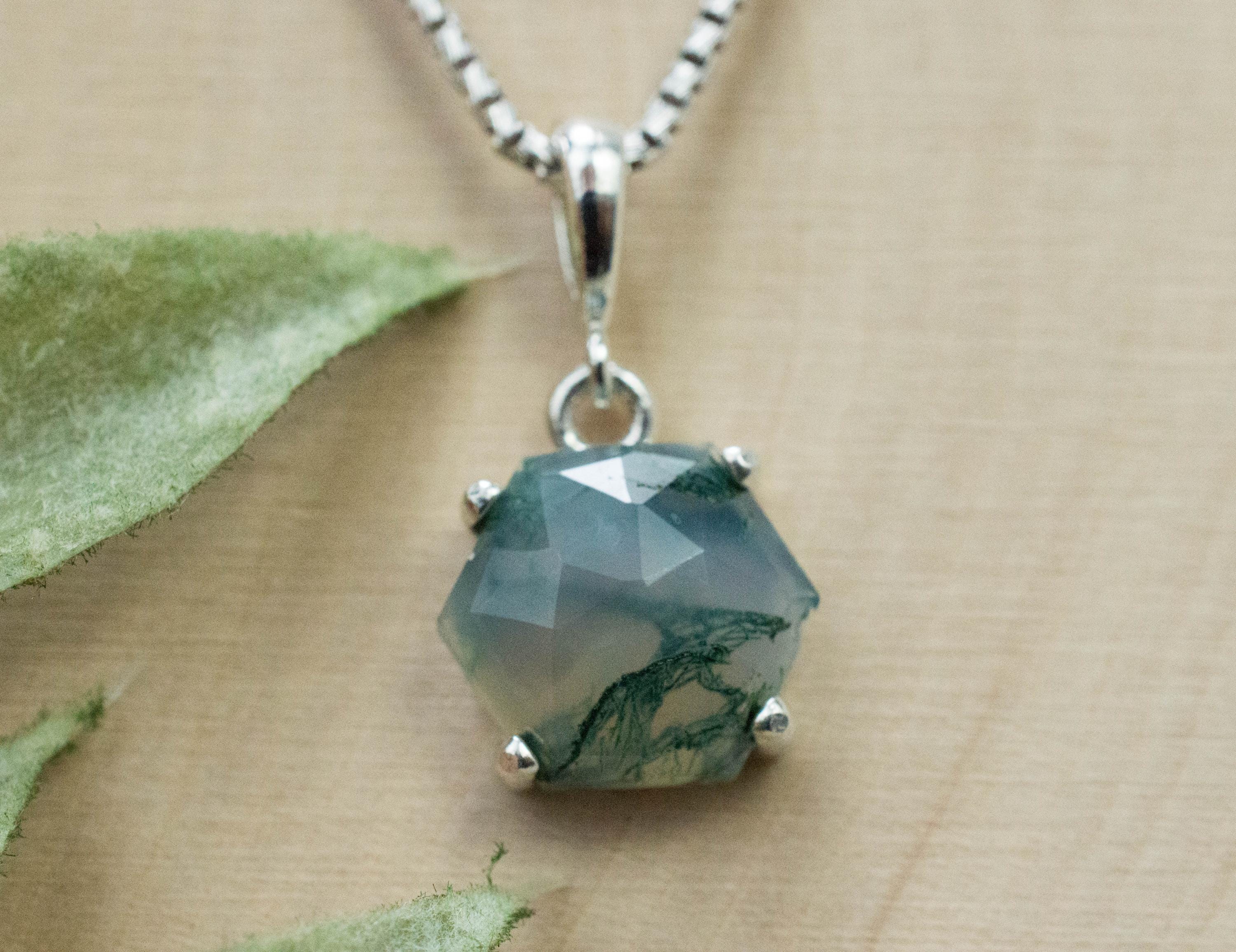 Green Moss Agate Pendant, Natural Untreated India Moss Agate; 3.420cts - Mark Oliver Gems