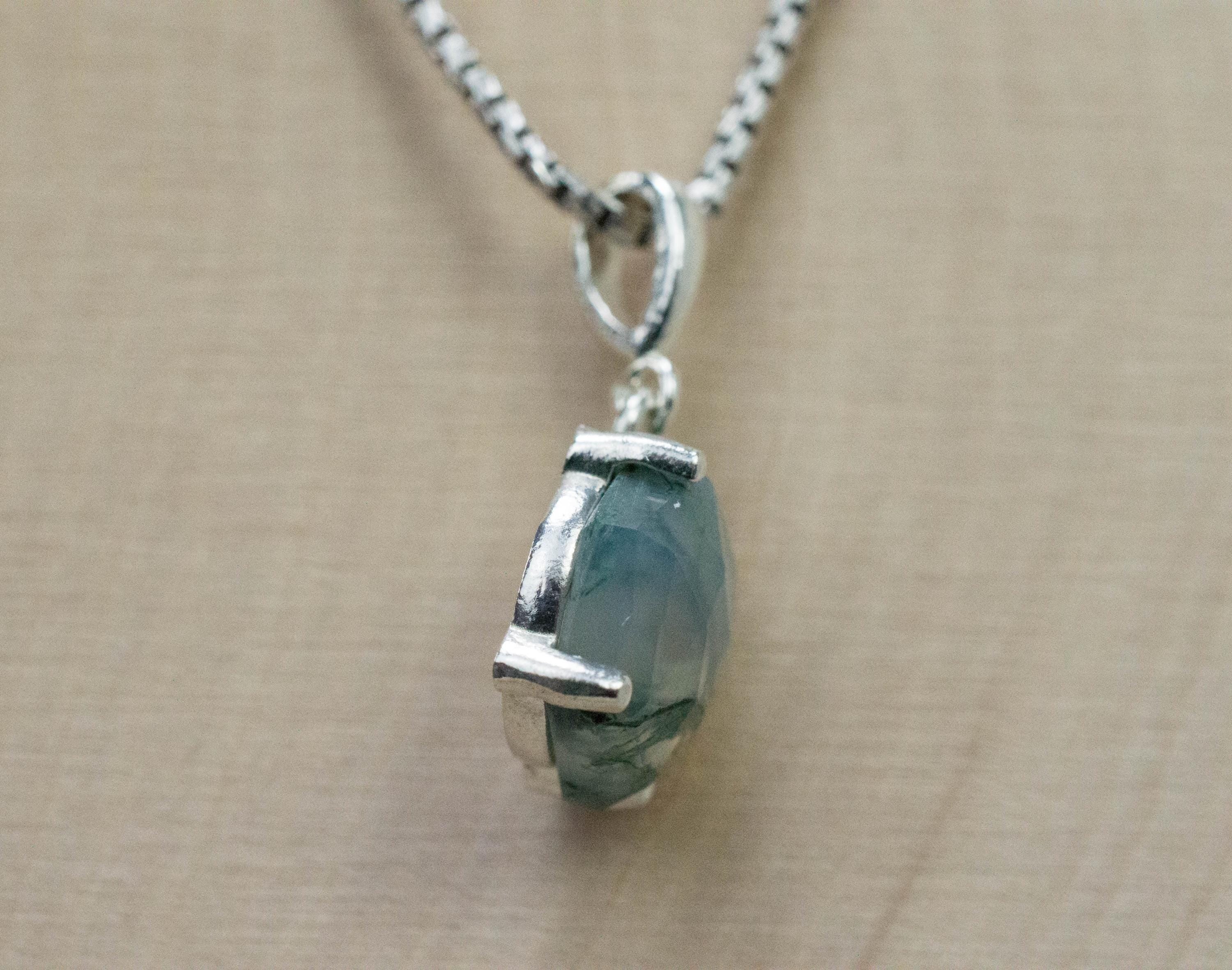 Green Moss Agate Pendant, Natural Untreated India Moss Agate; 3.420cts - Mark Oliver Gems