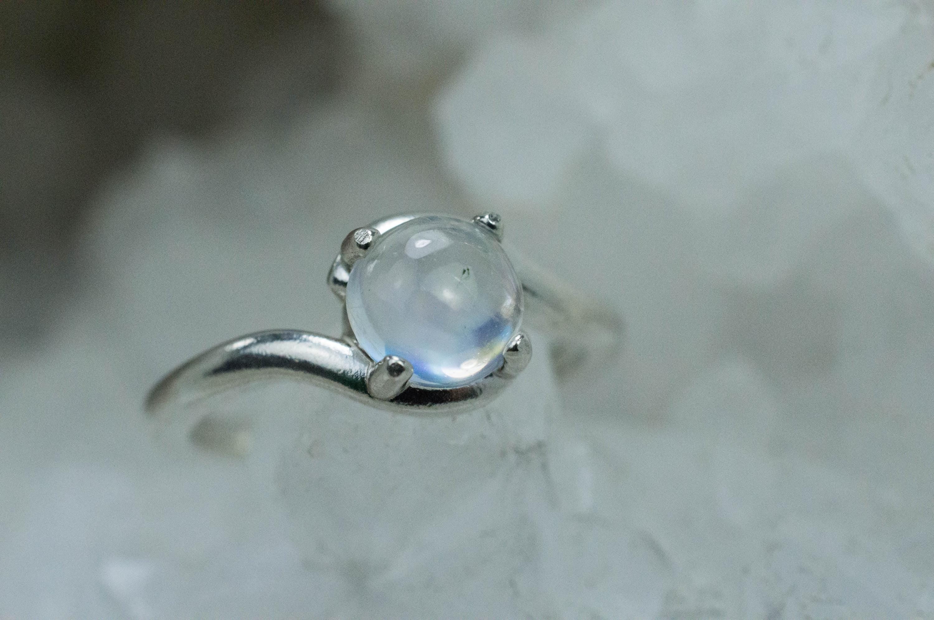 Rainbow Moonstone Ring, Natural Untreated India Moonstone; 1.085cts - Mark Oliver Gems