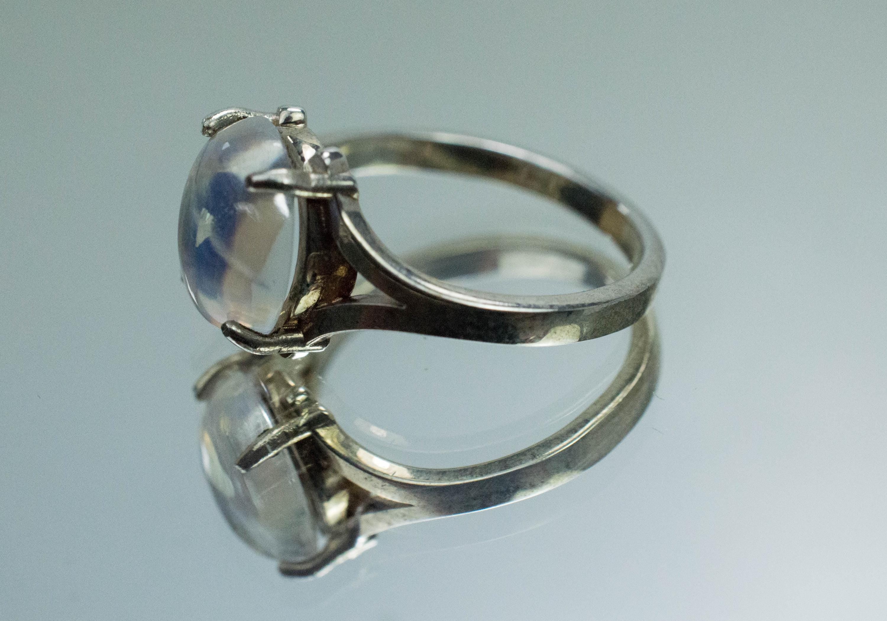 Rainbow Moonstone Ring, Natural Untreated India Moonstone; 2.485cts - Mark Oliver Gems