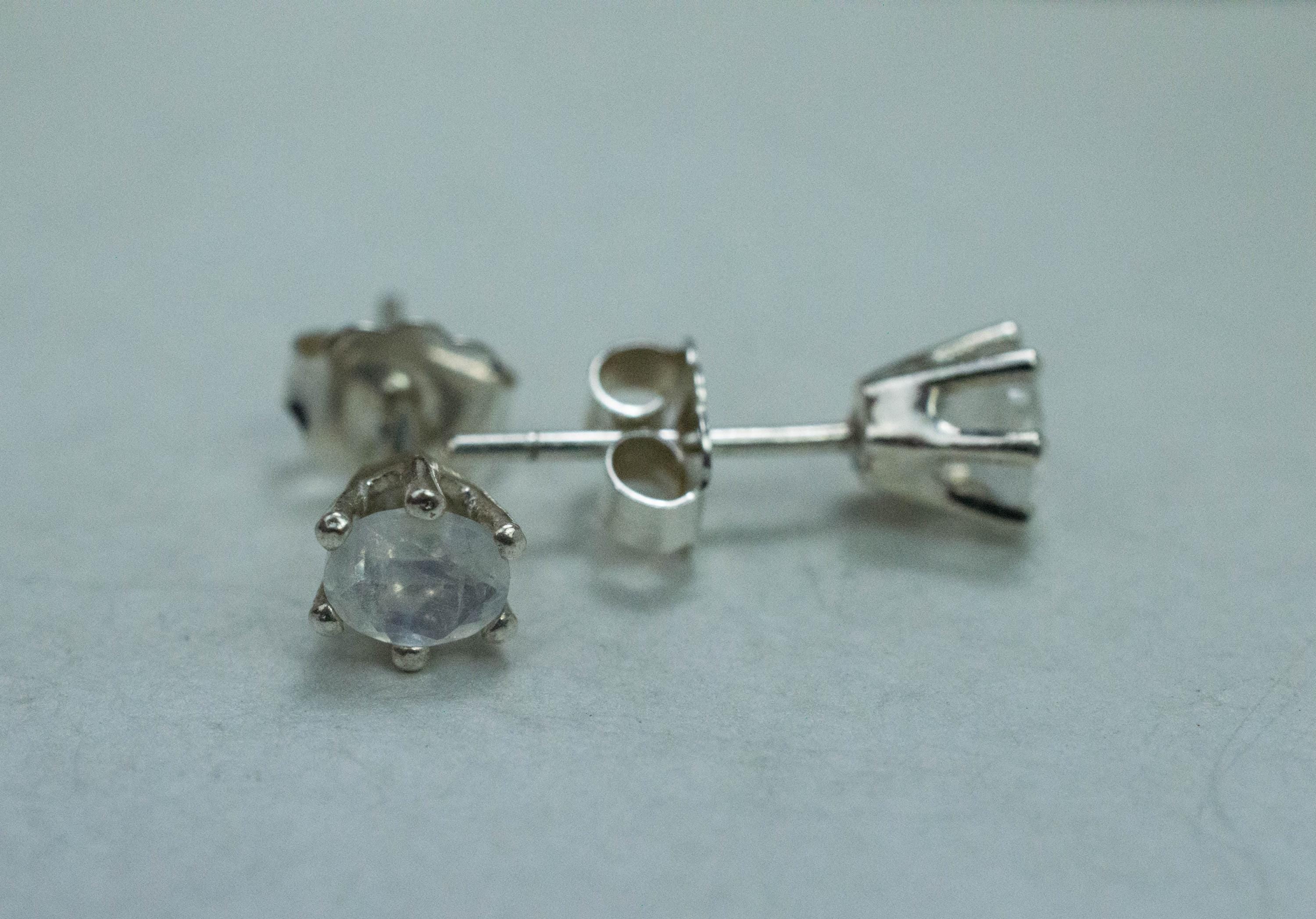 Rainbow Moonstone Earrings, Natural Untreated India Moonstone; 0.755cts - Mark Oliver Gems