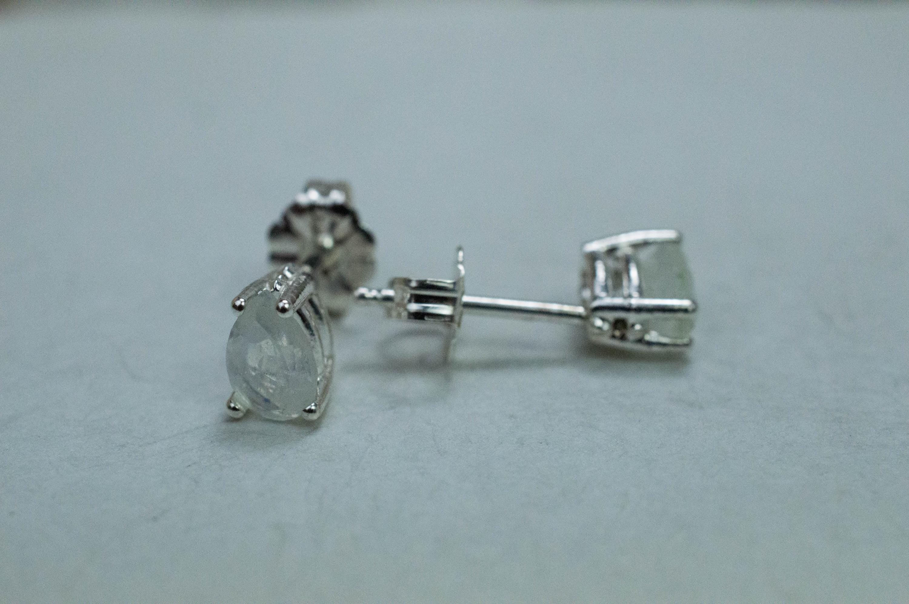 Rainbow Moonstone Earrings, Natural Untreated India Moonstone; 0.885cts - Mark Oliver Gems