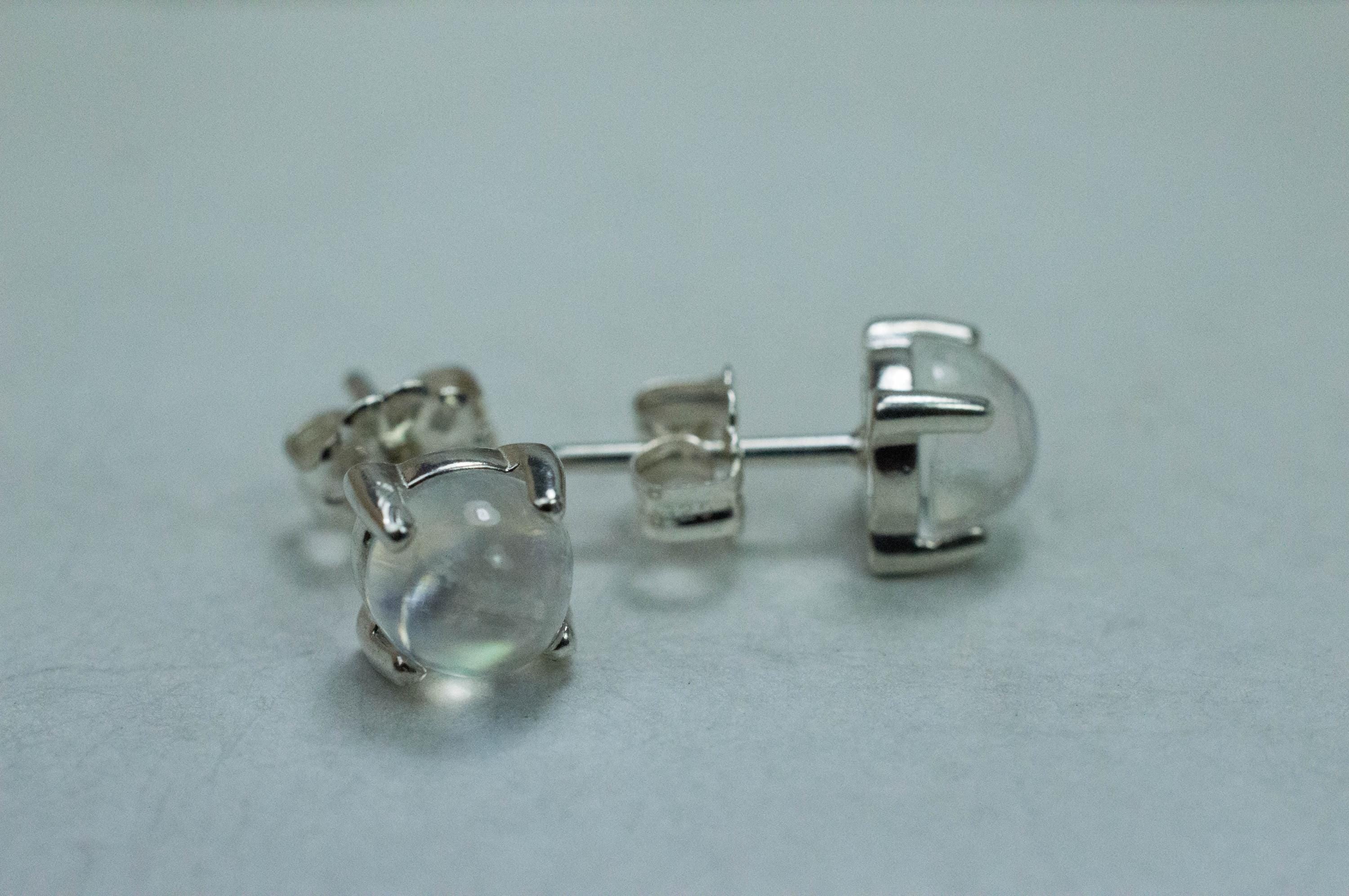 Rainbow Moonstone Earrings, Genuine Untreated India Moonstone; 2.060cts - Mark Oliver Gems