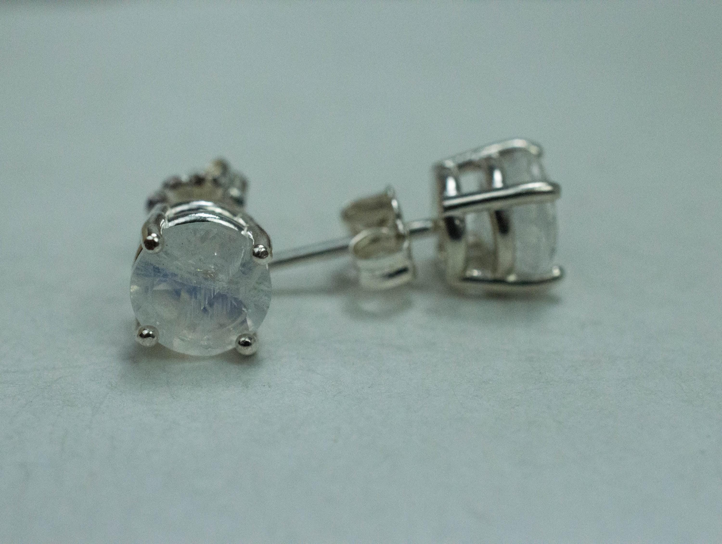 Rainbow Moonstone Earrings, Natural Untreated India Moonstone; 2.260cts - Mark Oliver Gems