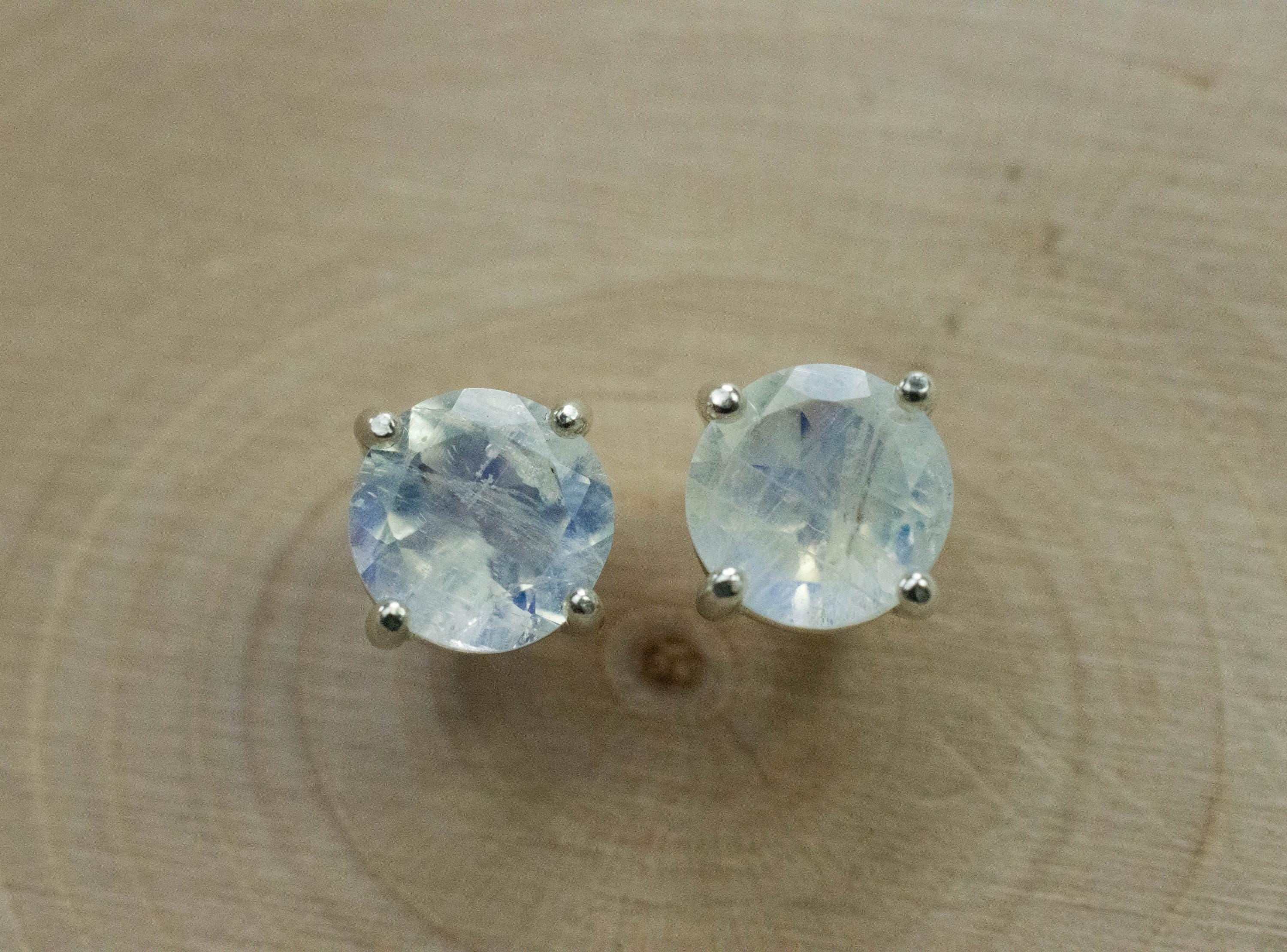 Rainbow Moonstone Earrings, Natural Untreated India Moonstone; 2.260cts - Mark Oliver Gems