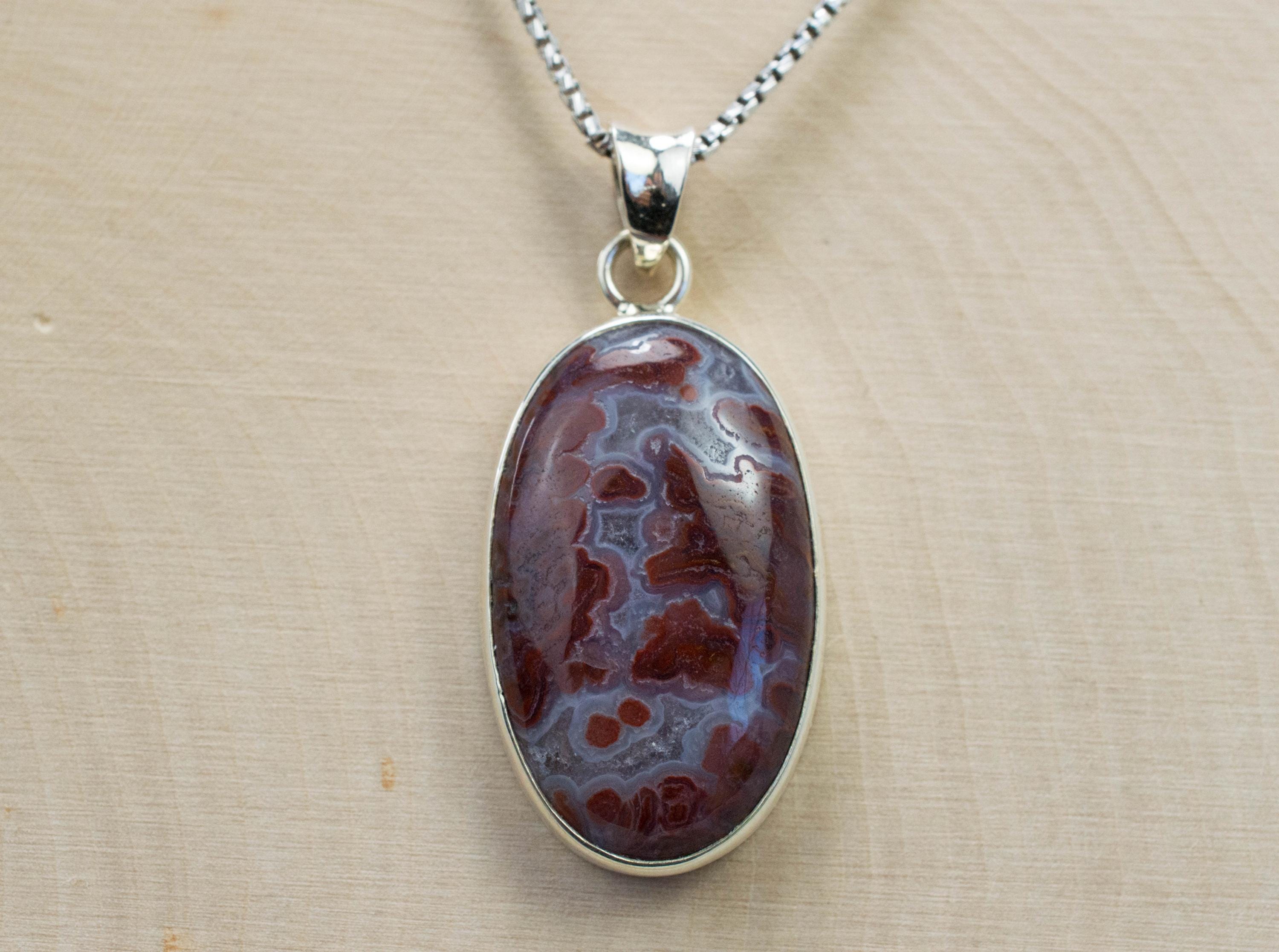 Wingate Agate Pendant, Natural Untreated California Plume Agate - Mark Oliver Gems