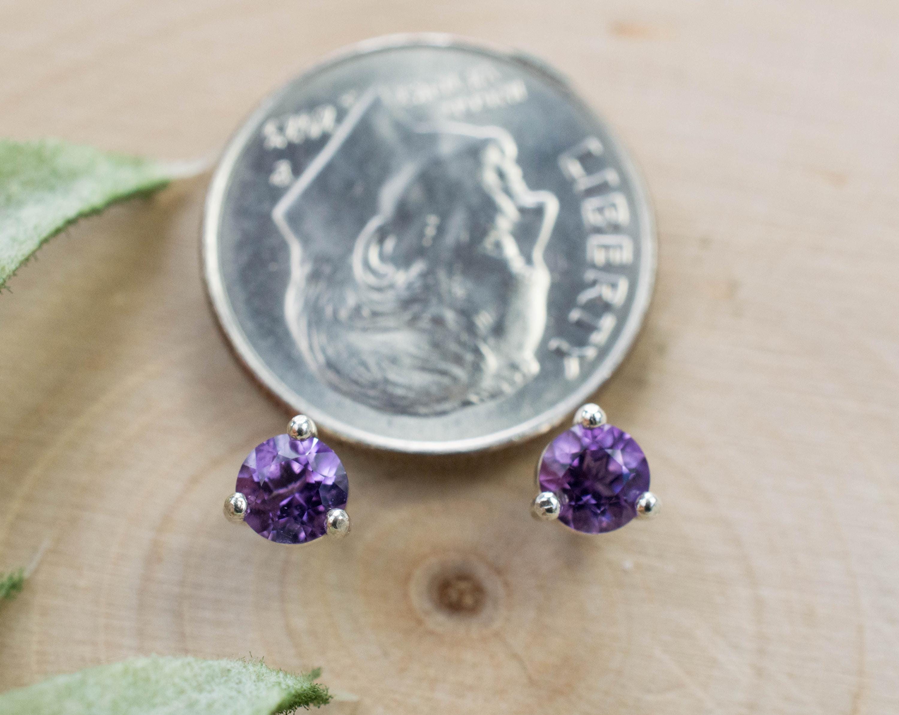 Amethyst Earrings, Natural Untreated Brazilian Amethyst; 0.465cts - Mark Oliver Gems