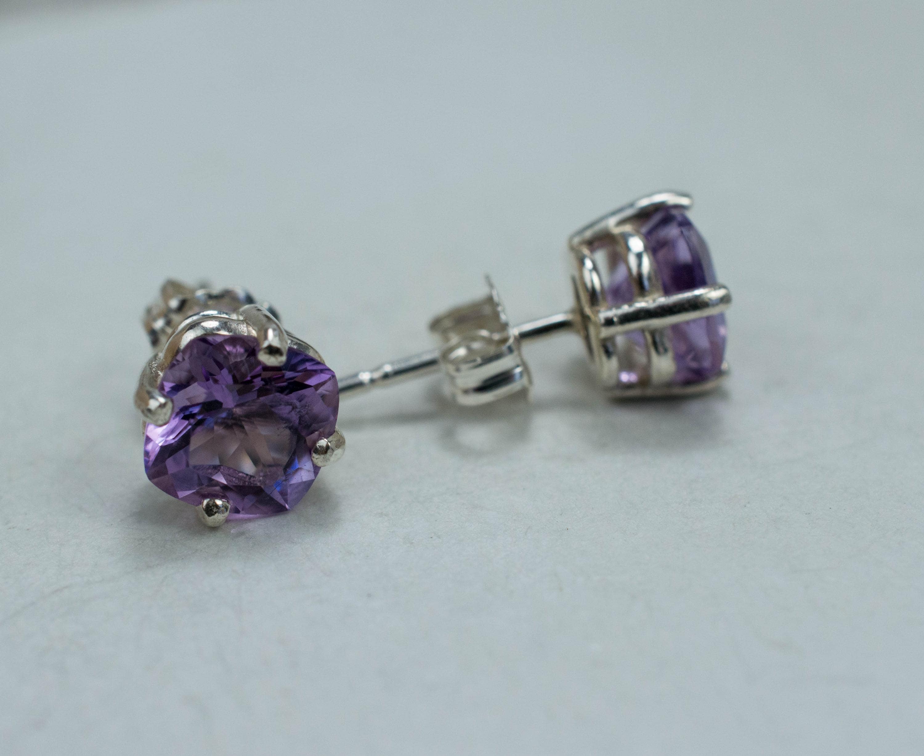 Amethyst Earrings, Natural Untreated Brazilian Amethyst; 2.585cts - Mark Oliver Gems