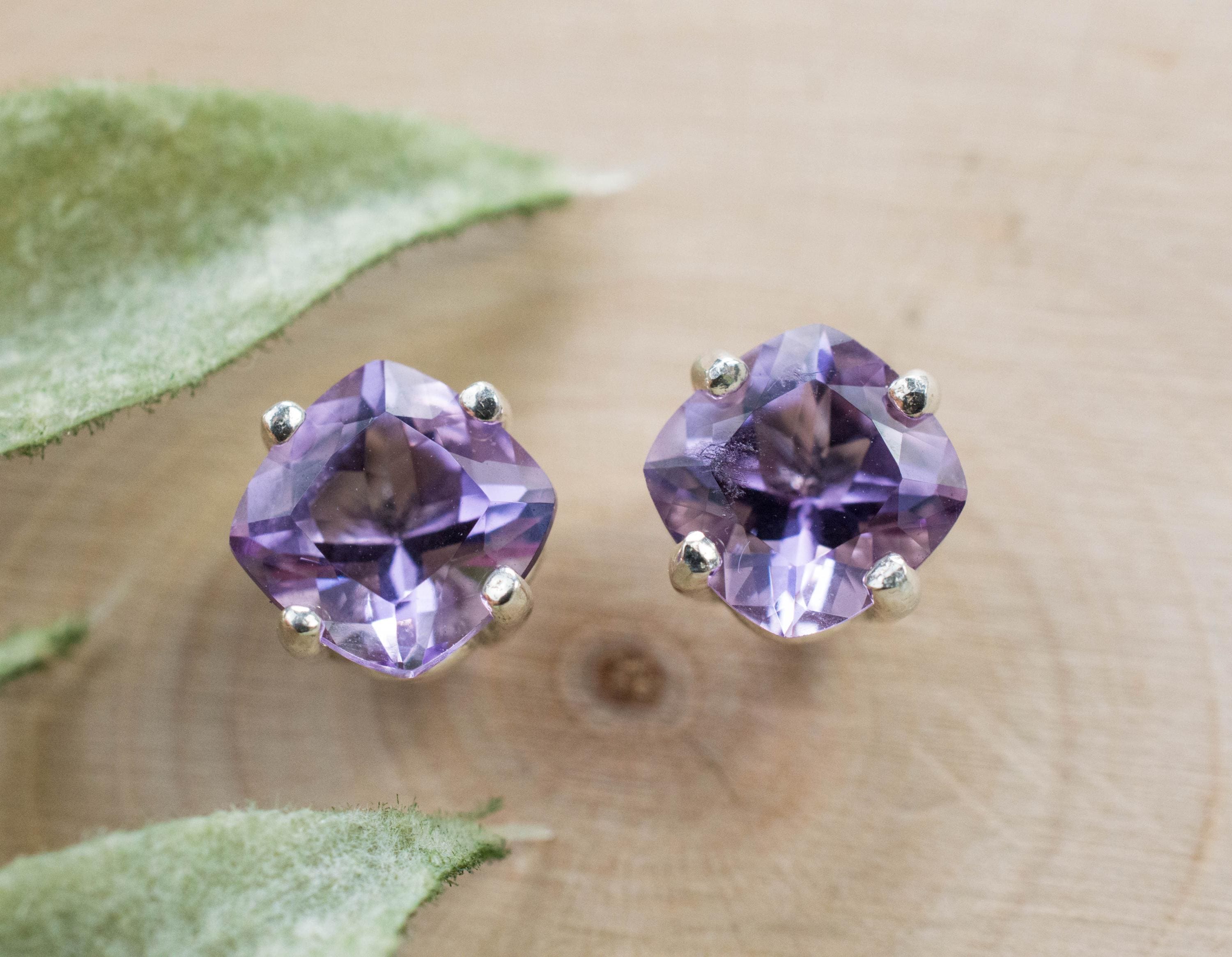 Amethyst Earrings, Natural Untreated Brazilian Amethyst; 2.585cts - Mark Oliver Gems
