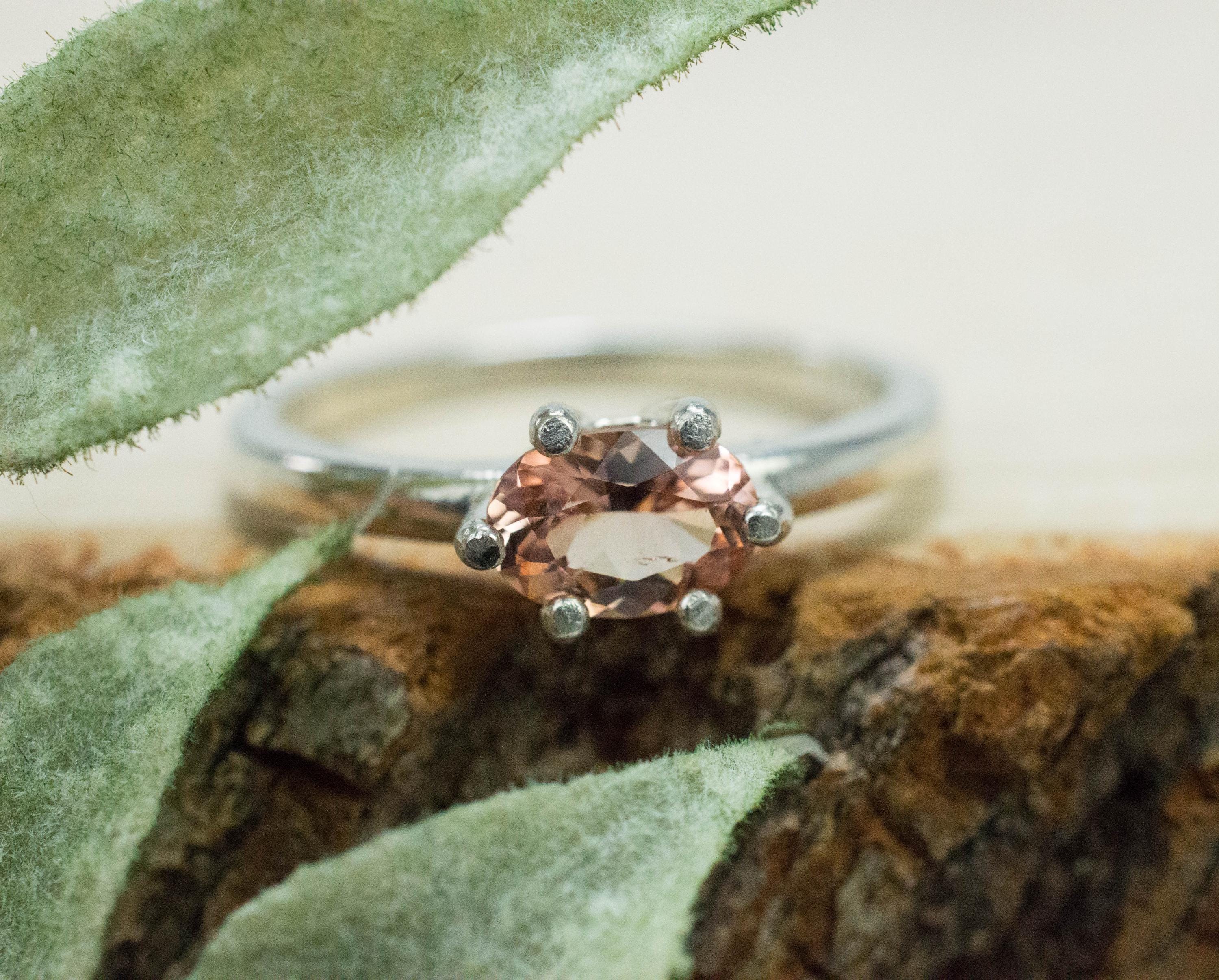 Peach Tourmaline Ring, Natural Untreated Brazil Tourmaline; 0.945cts - Mark Oliver Gems