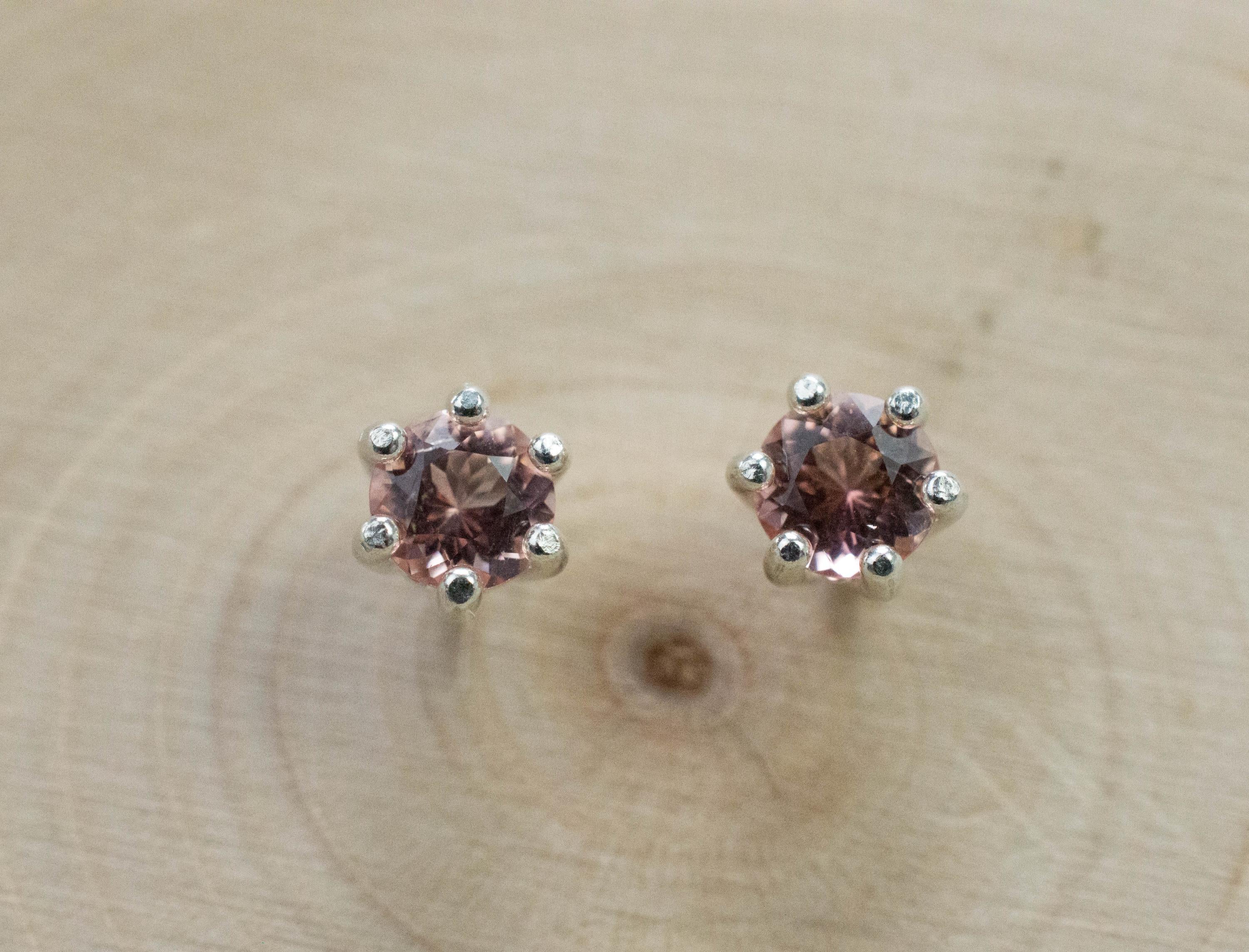 Peach Tourmaline Earrings; Natural Untreated Brazilian Tourmaline; 0.710cts - Mark Oliver Gems