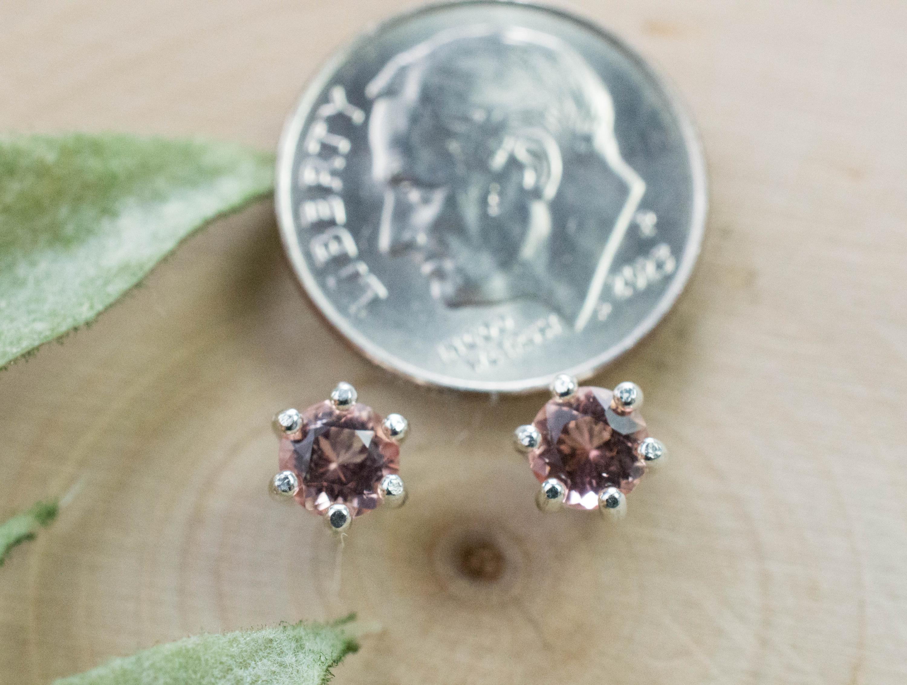 Peach Tourmaline Earrings; Natural Untreated Brazilian Tourmaline; 0.710cts - Mark Oliver Gems