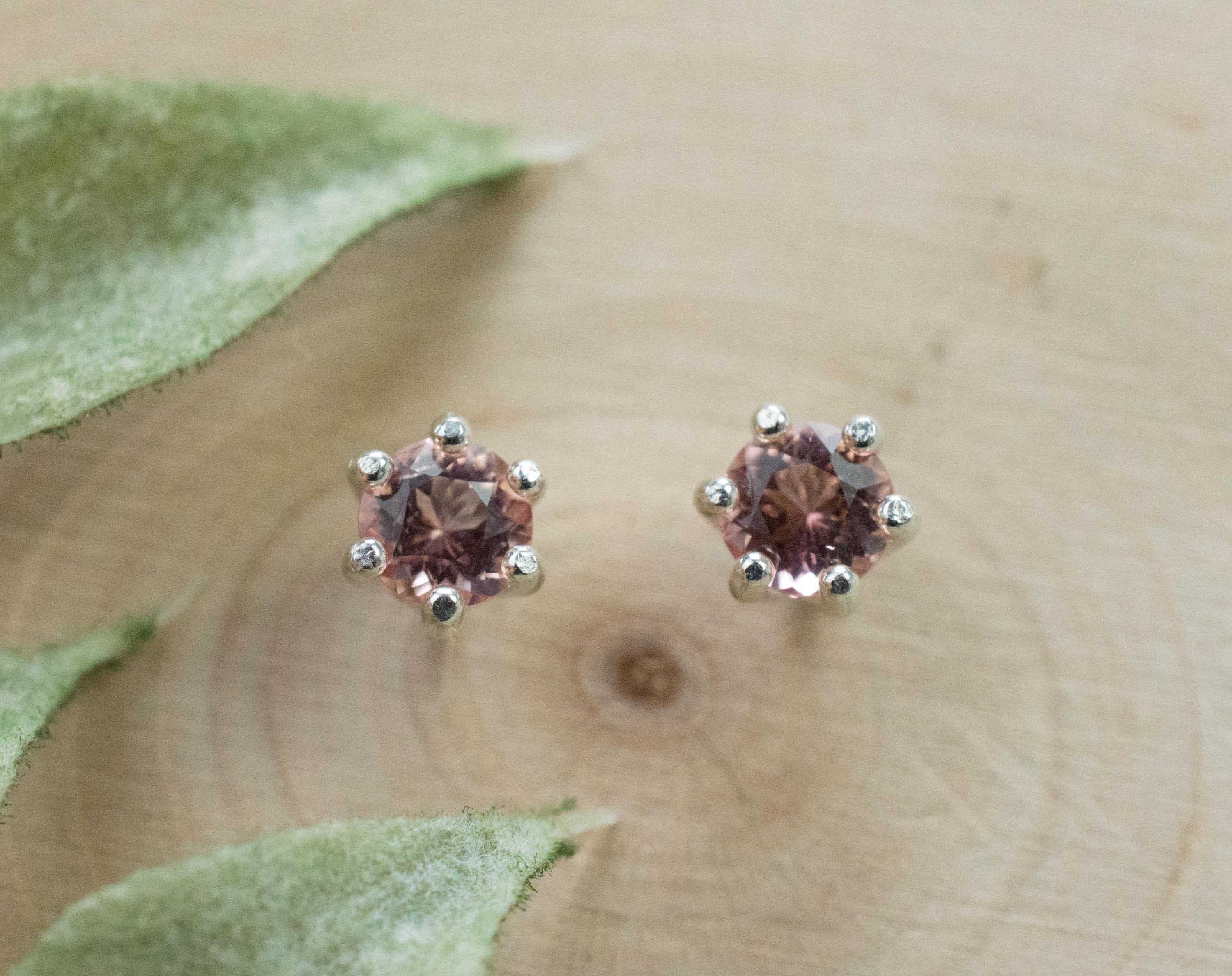 Peach Tourmaline Earrings; Natural Untreated Brazilian Tourmaline; 0.710cts - Mark Oliver Gems