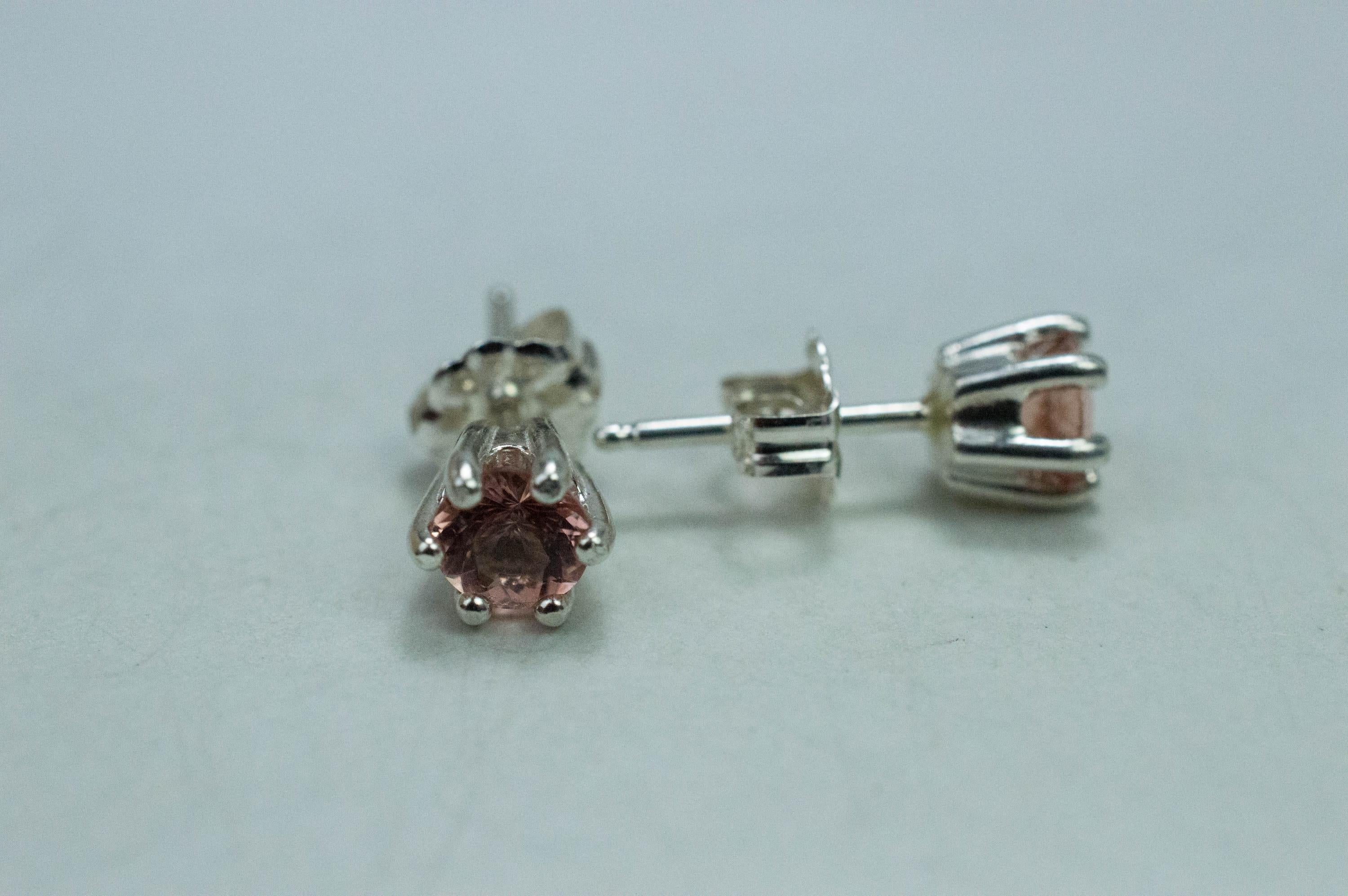 Peach Tourmaline Earrings; Natural Untreated Brazilian Tourmaline; 0.710cts - Mark Oliver Gems