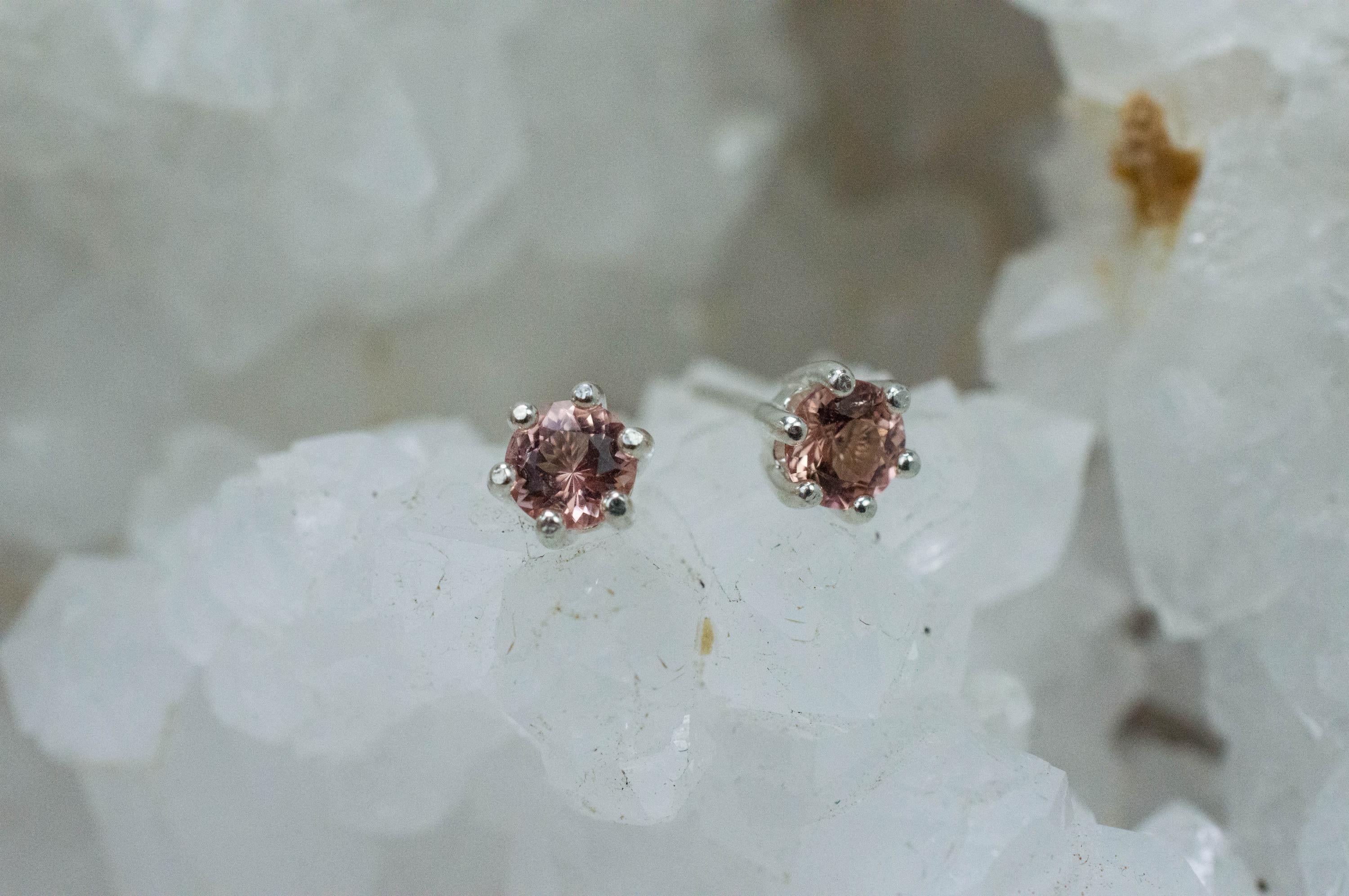 Peach Tourmaline Earrings; Natural Untreated Brazilian Tourmaline; 0.710cts - Mark Oliver Gems
