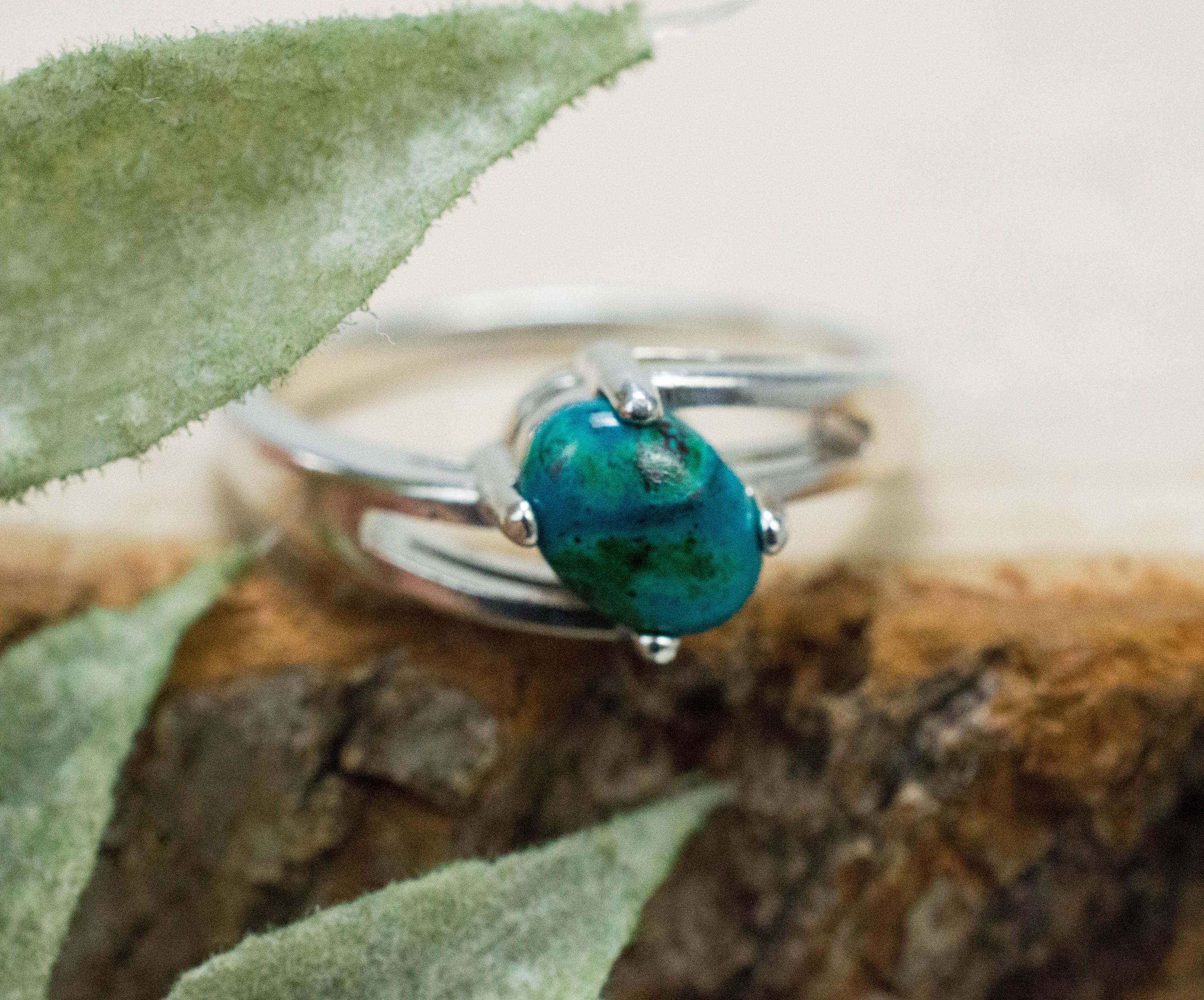 Chrysocolla Ring; Natural Untreated Arizona Inspiration Mine Chrysocolla; 0.880cts - Mark Oliver Gems
