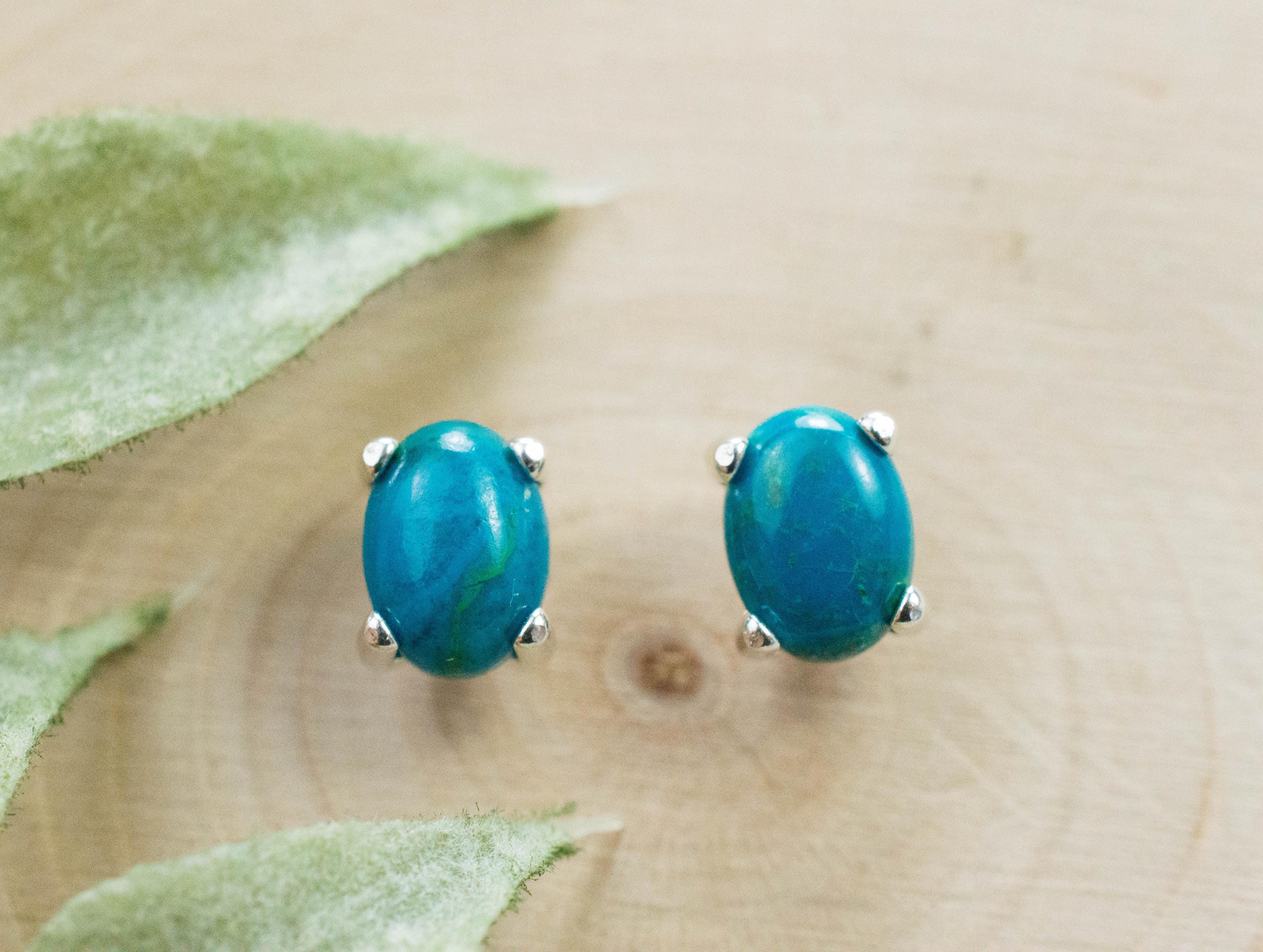 Chrysocolla Earrings; Genuine Untreated Arizona Inspiration Mine Chrysocolla; 1.735cts - Mark Oliver Gems