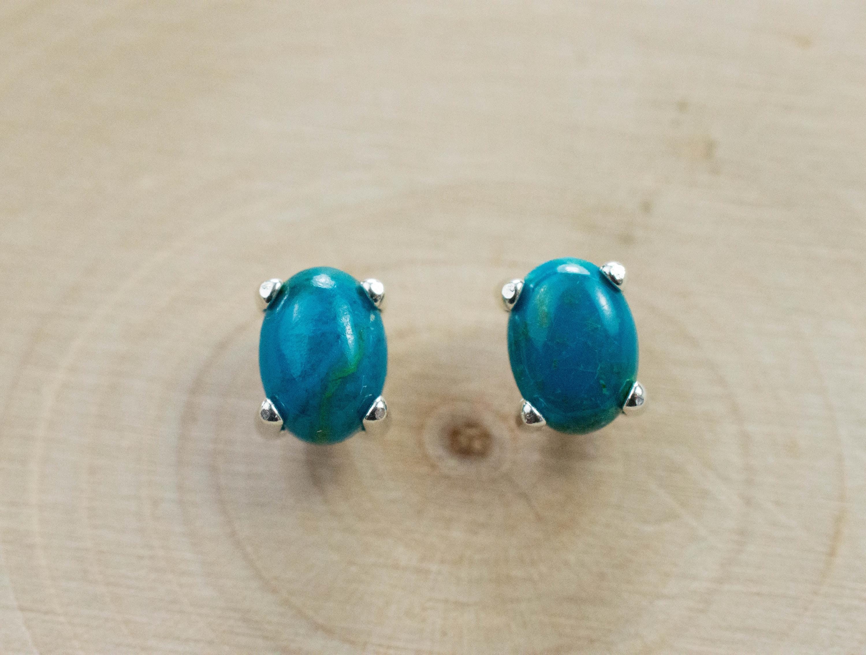 Chrysocolla Earrings; Genuine Untreated Arizona Inspiration Mine Chrysocolla; 1.735cts - Mark Oliver Gems
