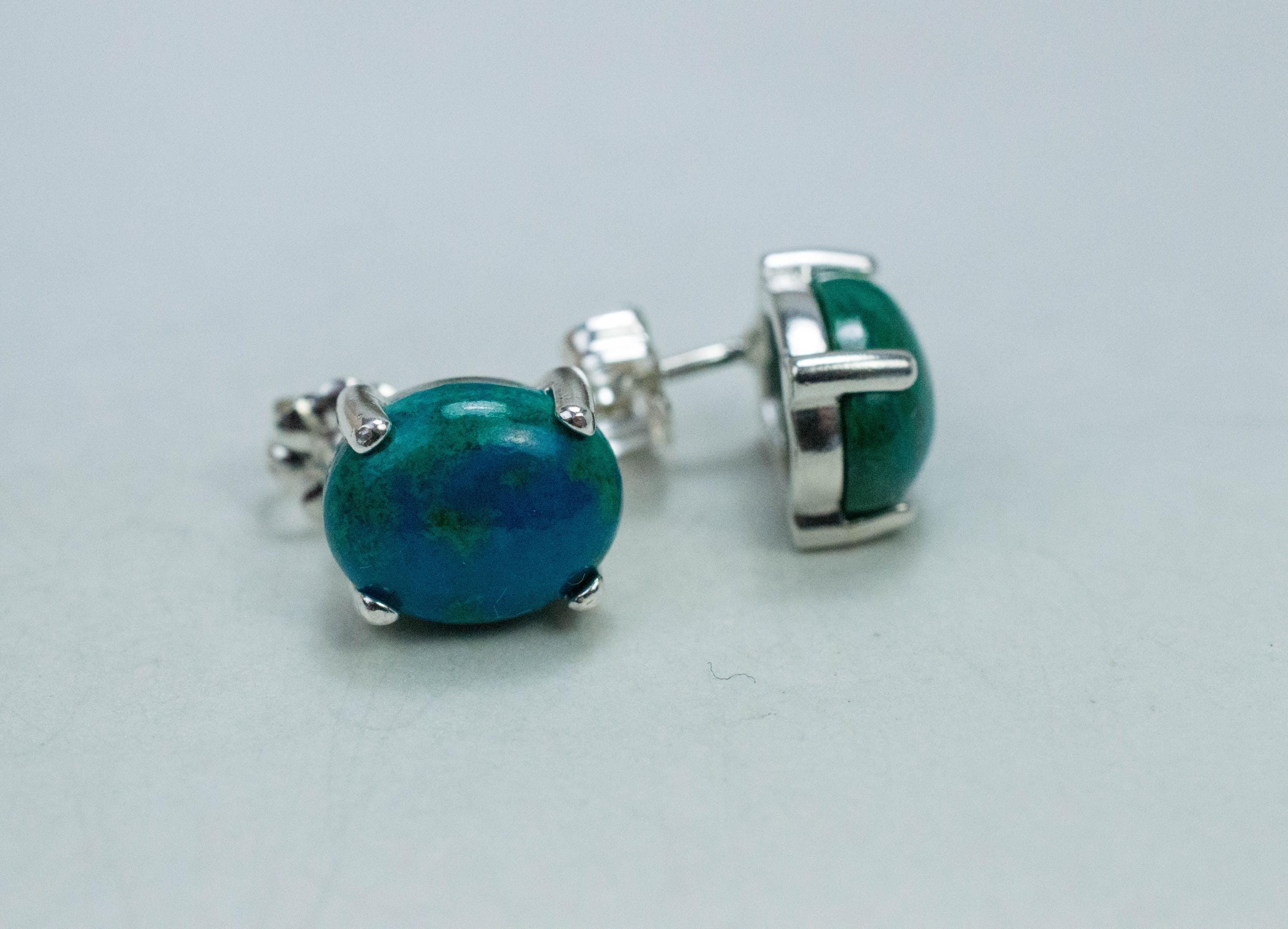 Chrysocolla Earrings; Genuine Untreated Arizona Inspiration Mine Chrysocolla; 5.205cts - Mark Oliver Gems