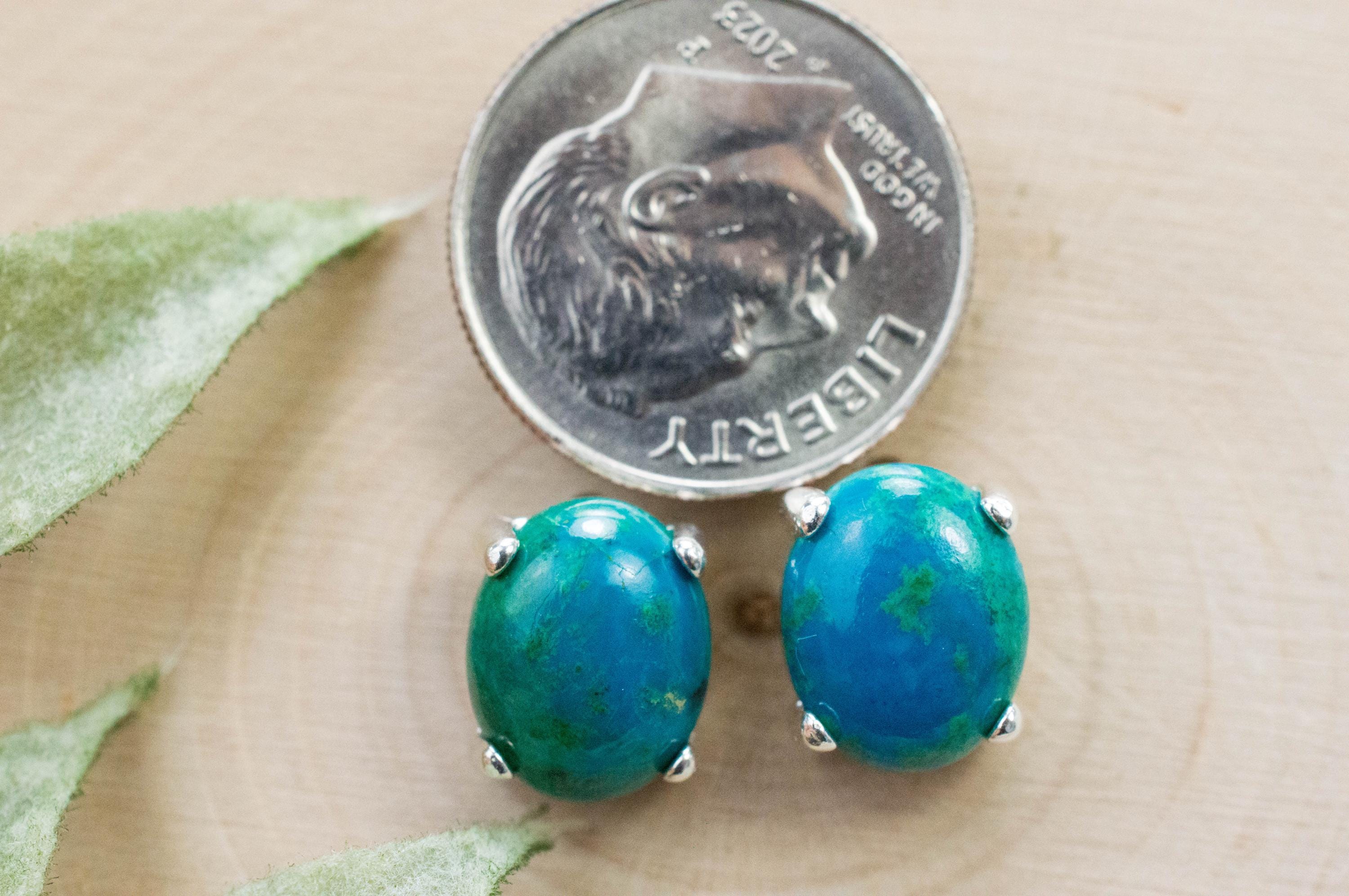 Chrysocolla Earrings; Genuine Untreated Arizona Inspiration Mine Chrysocolla; 5.205cts - Mark Oliver Gems