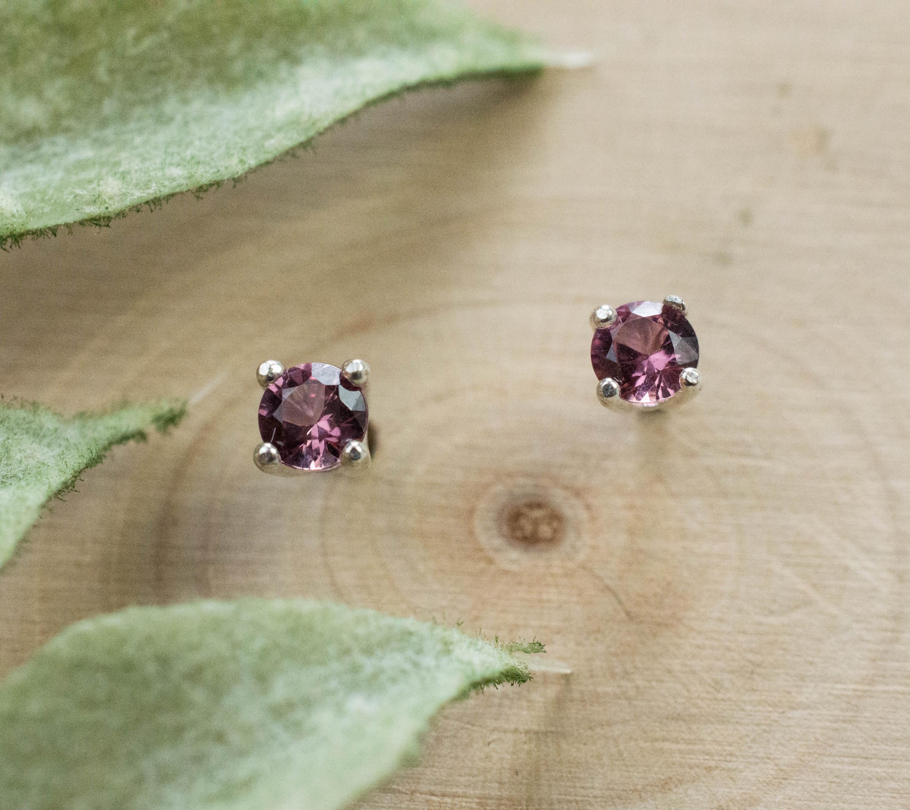 Rhodolite Garnet Earrings, Genuine Untreated Tanzanian Garnet; 0.300cts - Mark Oliver Gems