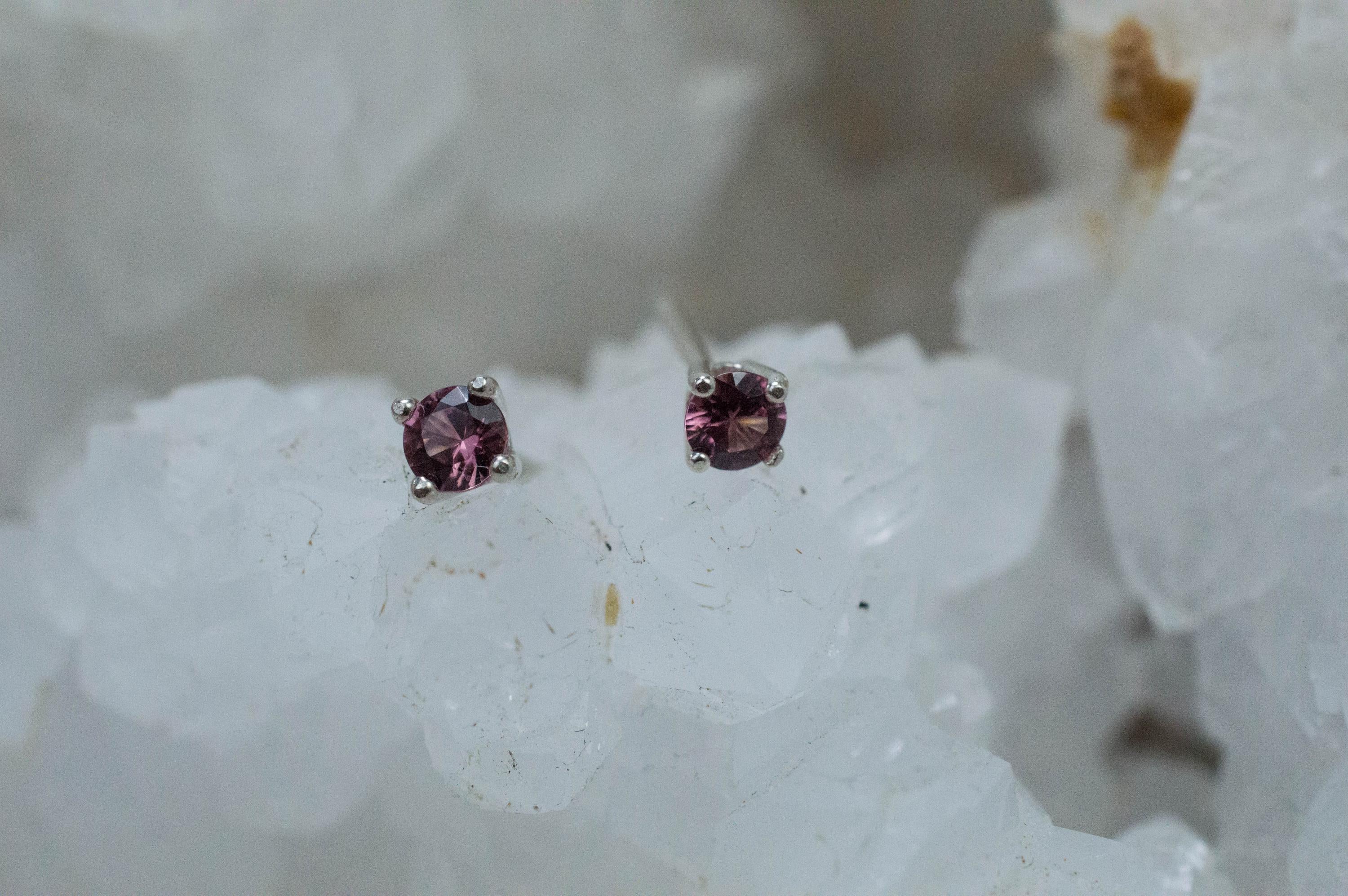 Rhodolite Garnet Earrings, Genuine Untreated Tanzanian Garnet; 0.300cts - Mark Oliver Gems