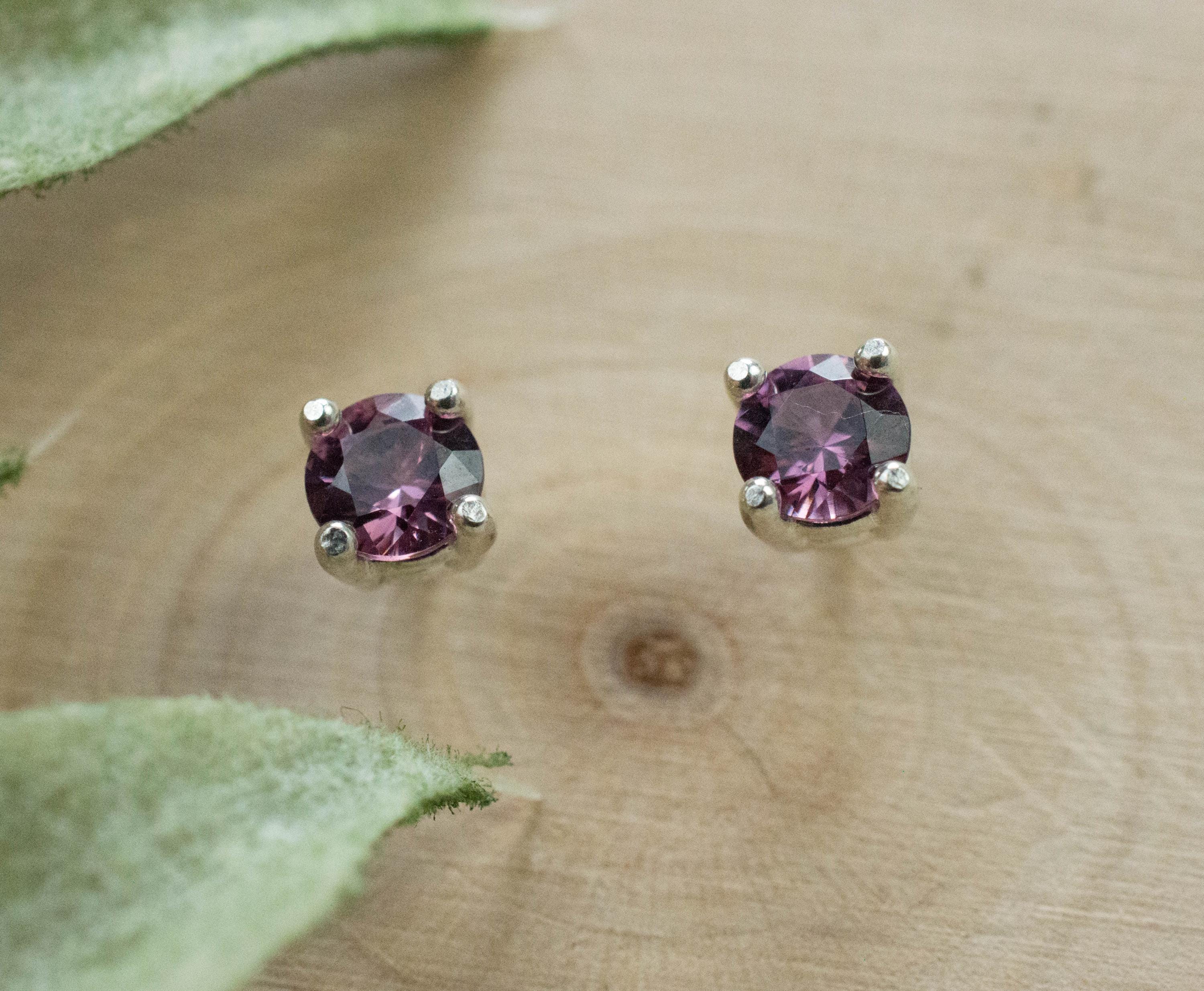 Rhodolite Garnet Earrings, Genuine Untreated Tanzanian Garnet; 0.550cts - Mark Oliver Gems