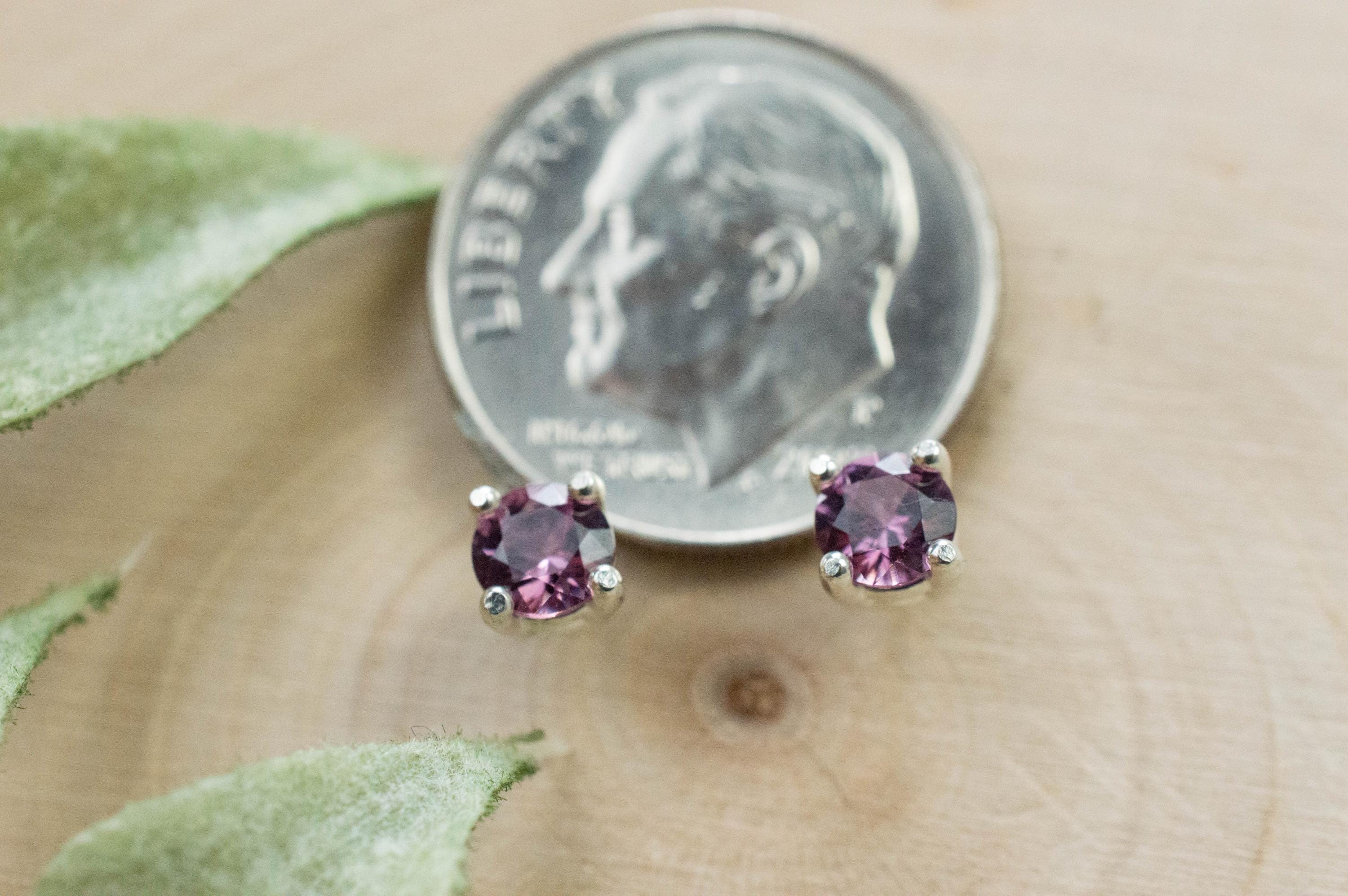 Rhodolite Garnet Earrings, Genuine Untreated Tanzanian Garnet; 0.550cts - Mark Oliver Gems