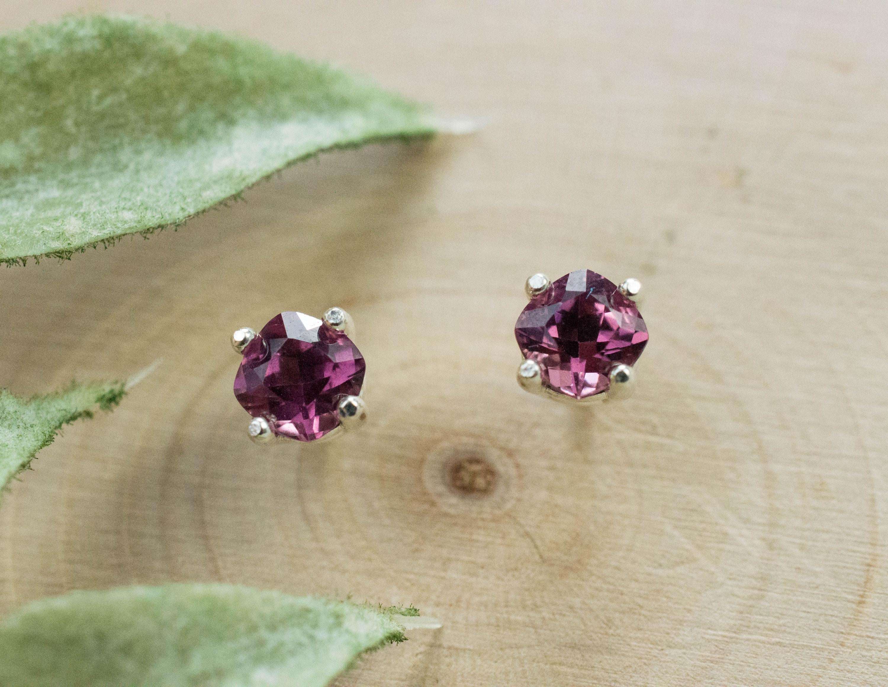Rhodolite Garnet Earrings, Genuine Untreated Tanzanian Garnet; 0.870cts - Mark Oliver Gems