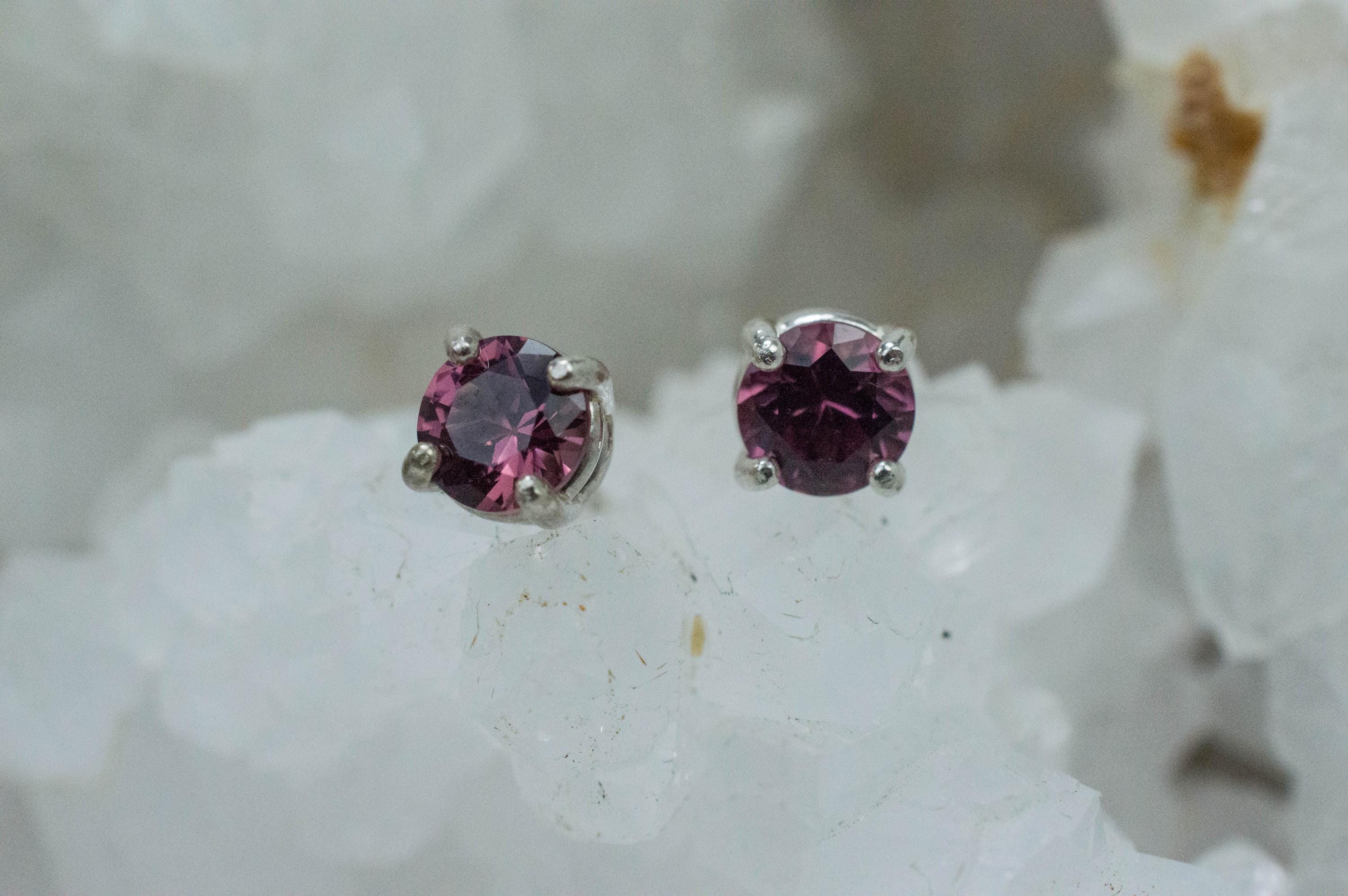 Rhodolite Garnet Earrings, Natural Untreated Tanzanian Garnet; 1.545cts - Mark Oliver Gems