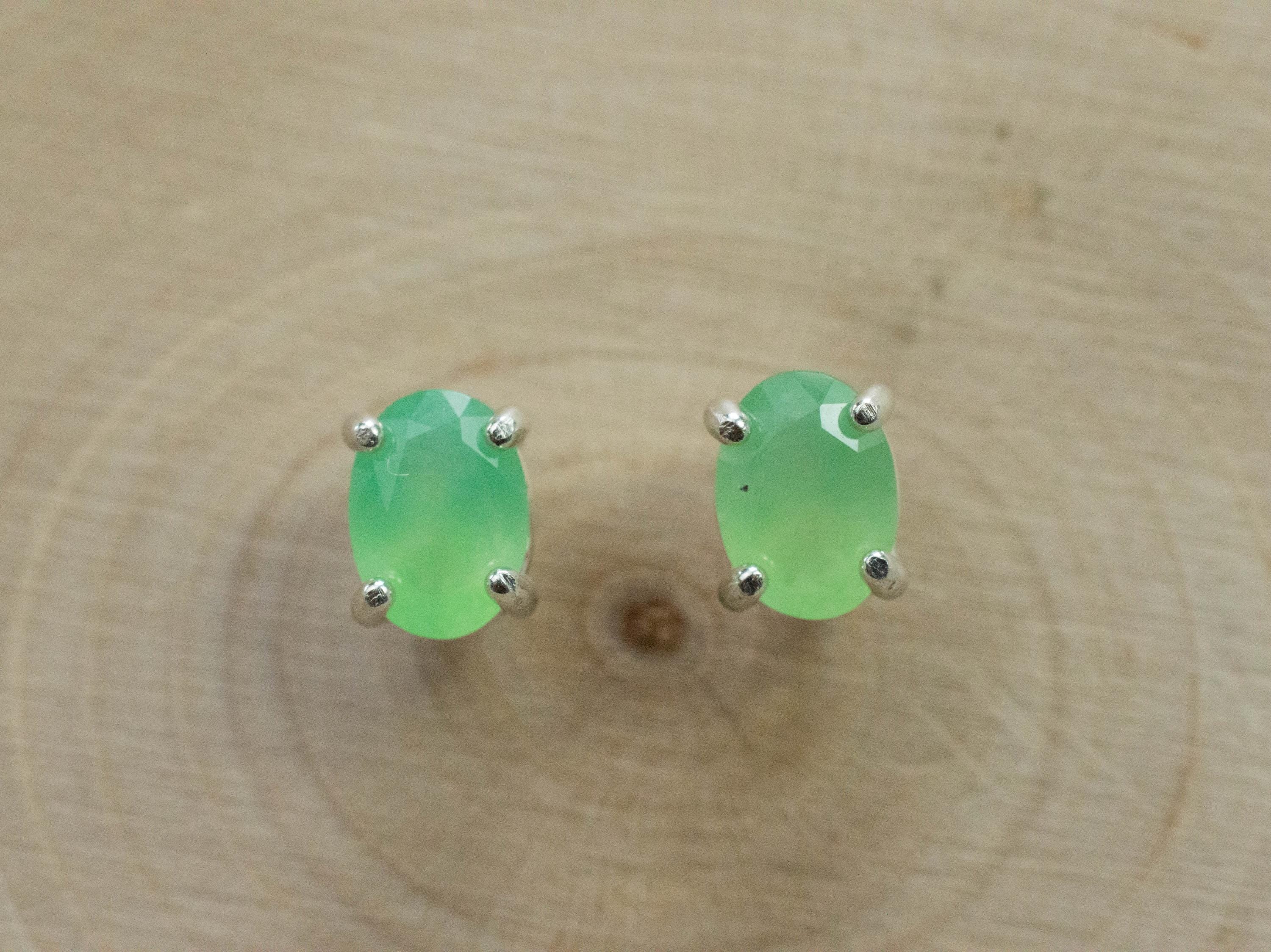 Chrysoprase Earrings, Natural Untreated Australian Chrysoprase; 1.085cts - Mark Oliver Gems