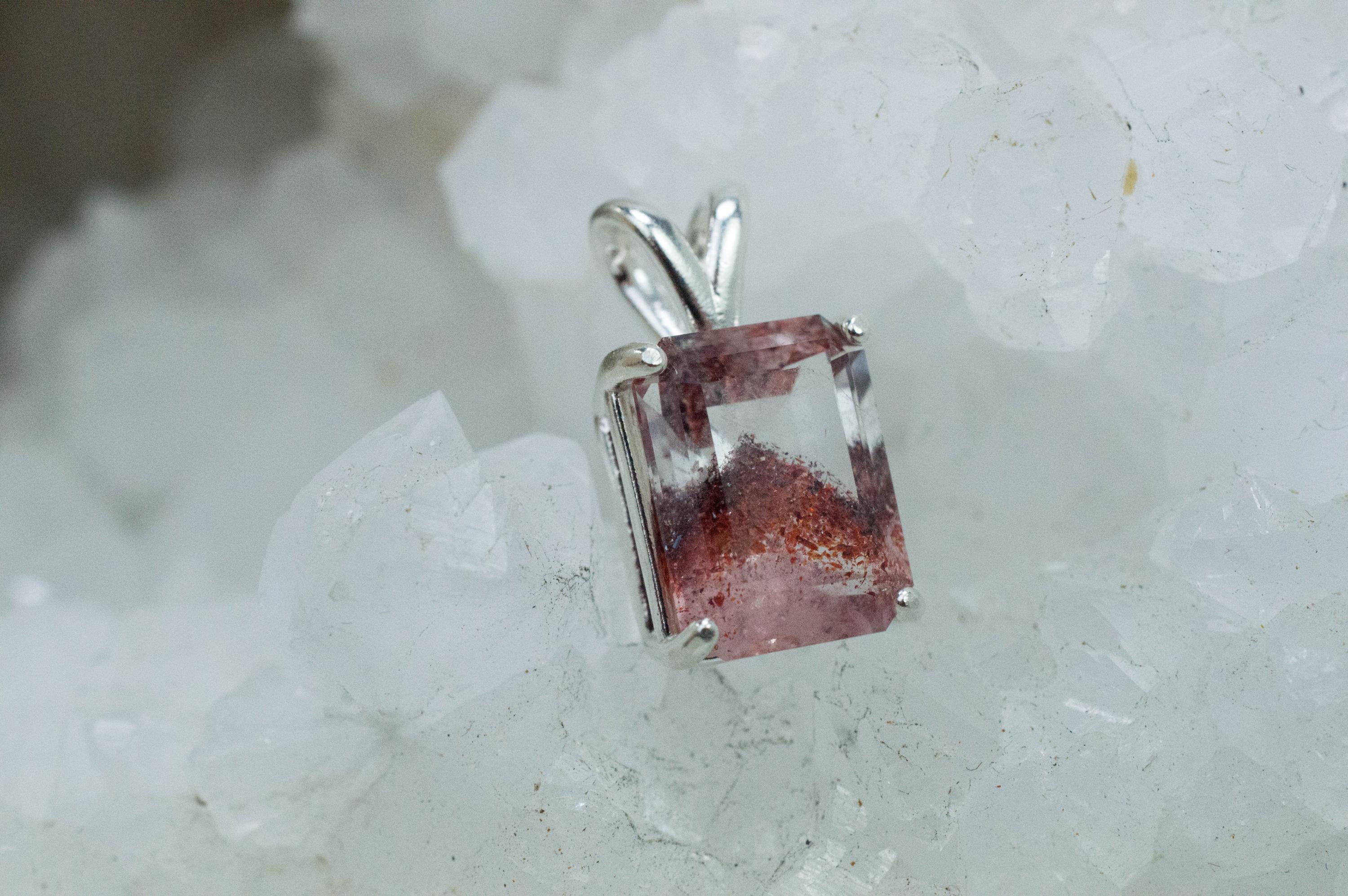 Hematite Quartz Pendant; Natural Untreated Tanzania Fire and Ice Quartz; 4.775cts - Mark Oliver Gems