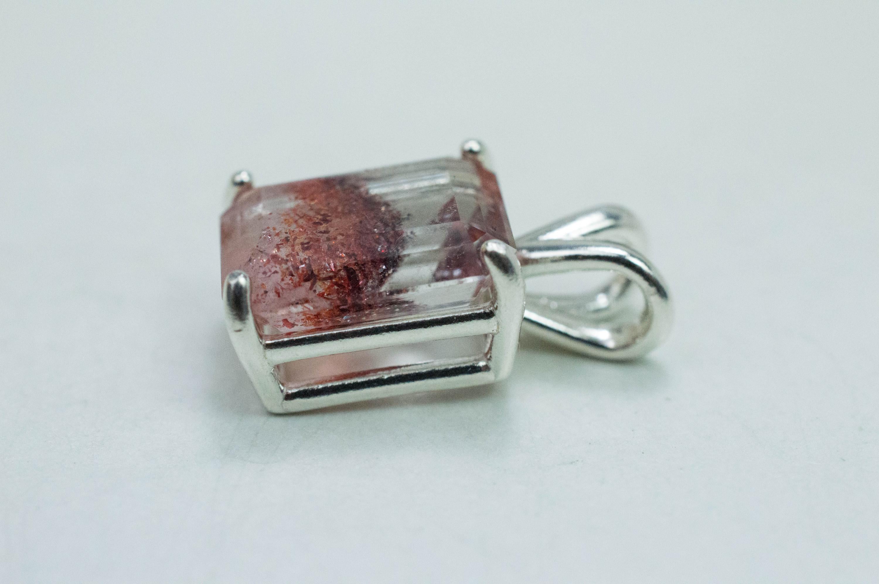 Hematite Quartz Pendant; Natural Untreated Tanzania Fire and Ice Quartz; 4.775cts - Mark Oliver Gems