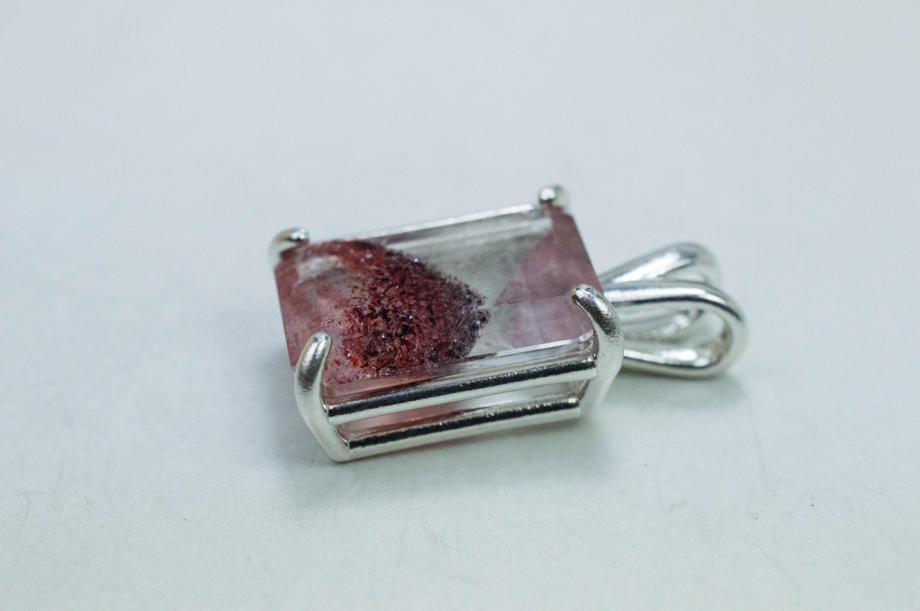 Hematite Quartz Pendant; Natural Untreated Tanzania Fire and Ice Quartz; 8.460cts - Mark Oliver Gems