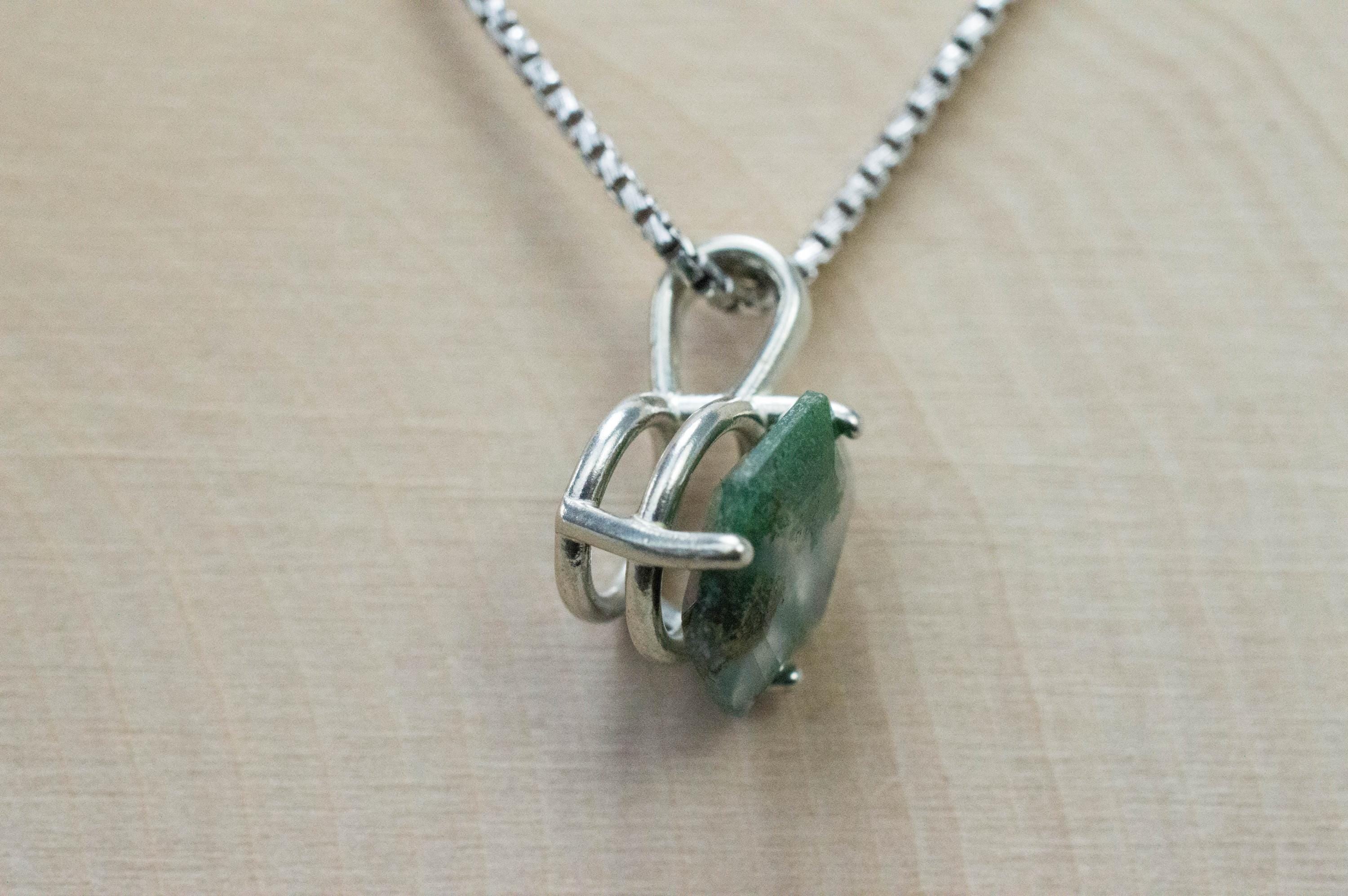 Green Moss Agate Pendant, Natural Untreated India Moss Agate; 2.685cts - Mark Oliver Gems